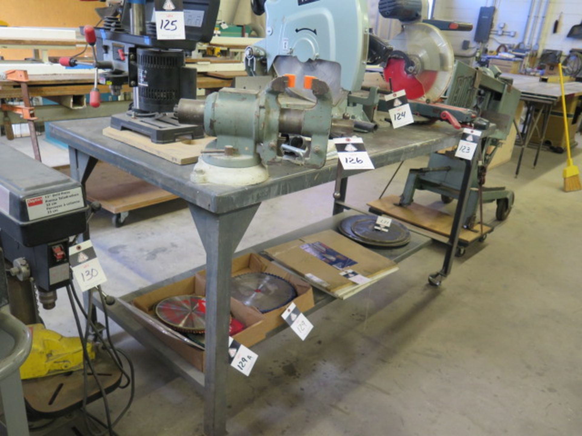 36" x 72" Rolling Steel Table w/ 5" Bench Vise (SOLD AS-IS - NO WARRANTY)