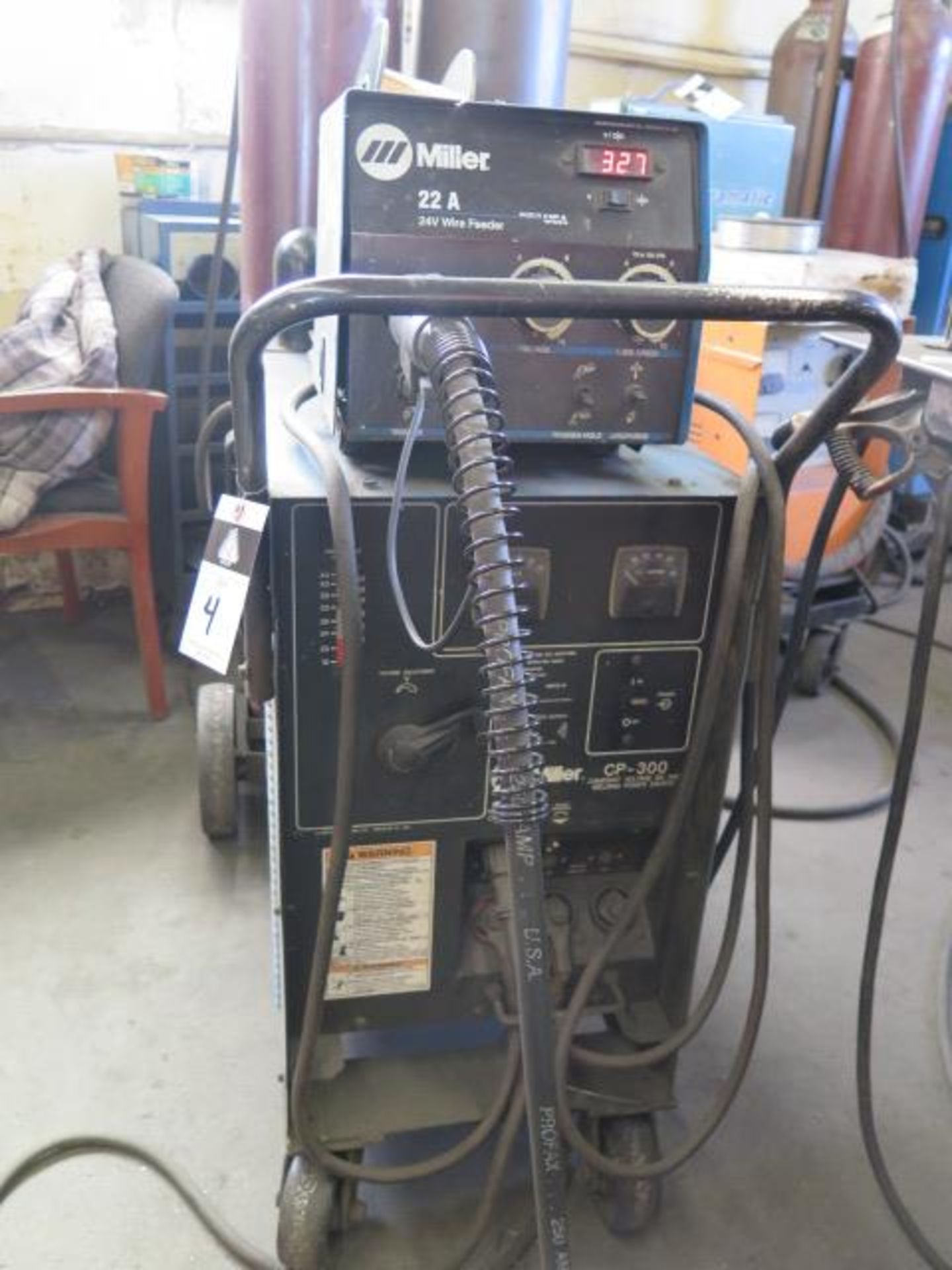 Miller CP-300 CV-DC Arc Welding Power Source s/n KG077958 w/ Miller 22A Wire Feeder SOLD AS-IS