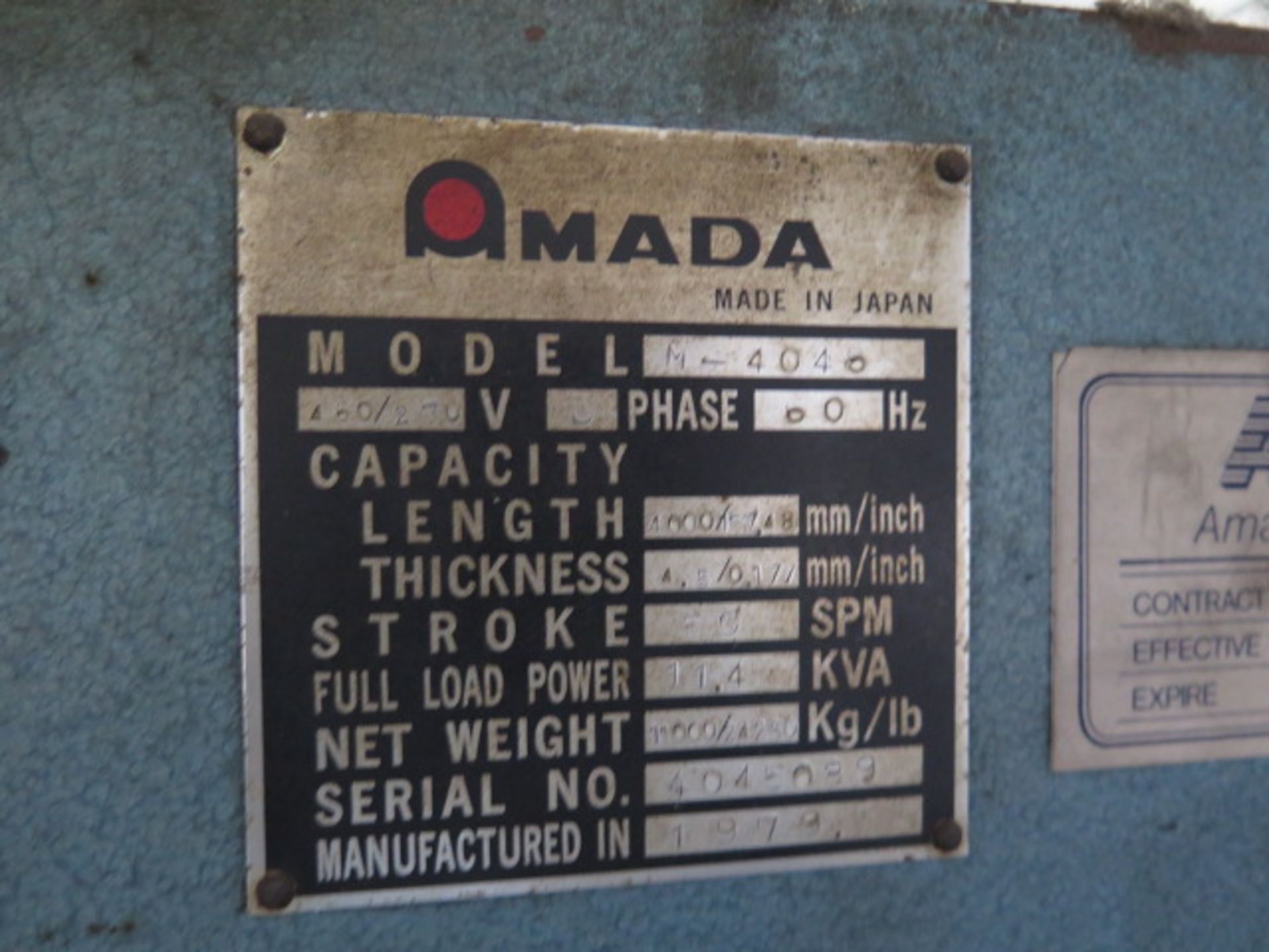 Amada M-4045 0.177” x 157” Power Shear s/n 4045089 w/ Amada Controls and Back Gauging, SOLD AS IS - Image 9 of 9