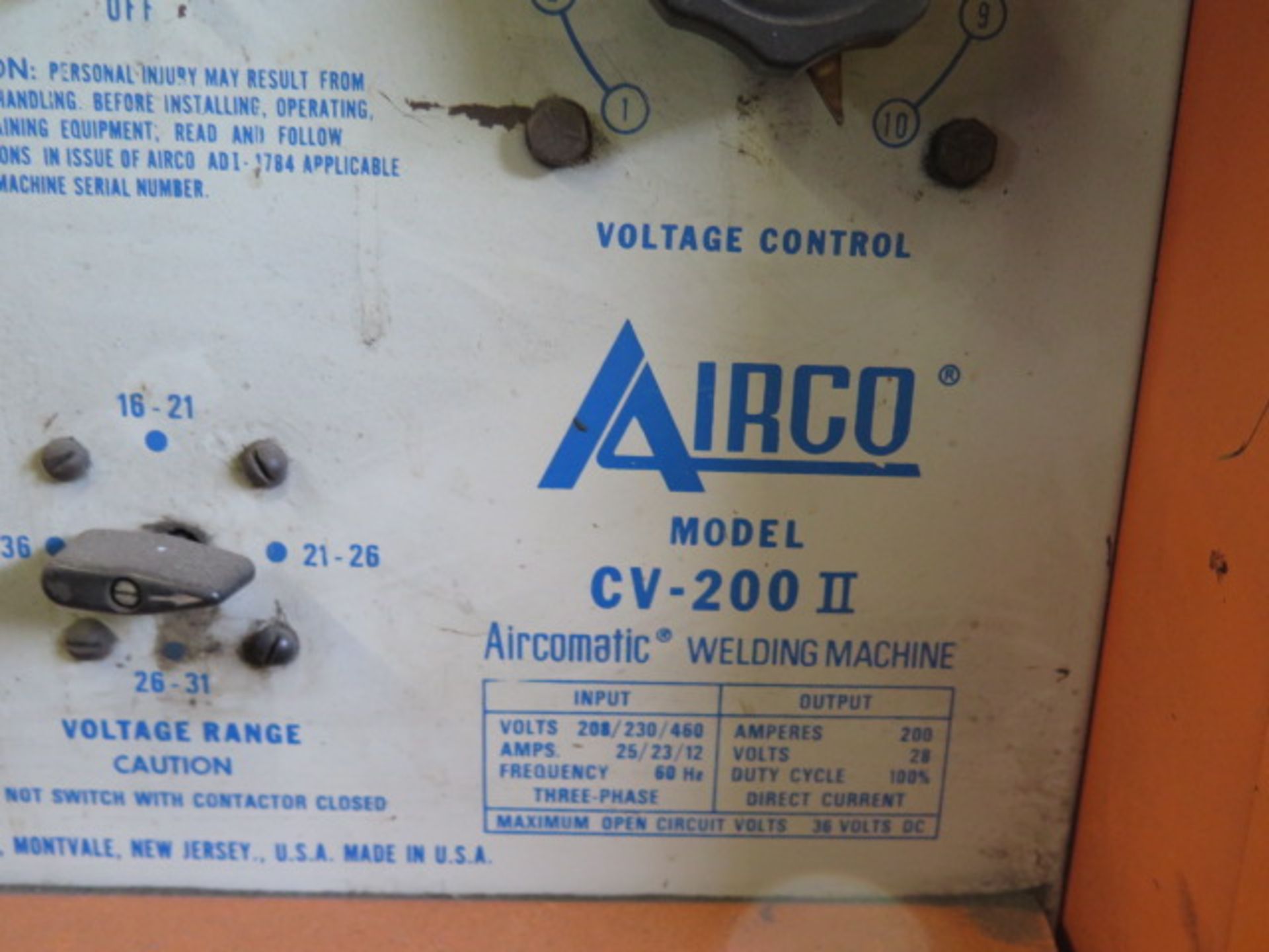 Airco CV-200 II Arc Welding Power Source s/ MK -3A Cobramatic MIG Welder (SOLD AS-IS - NO WARRANTY) - Image 6 of 6