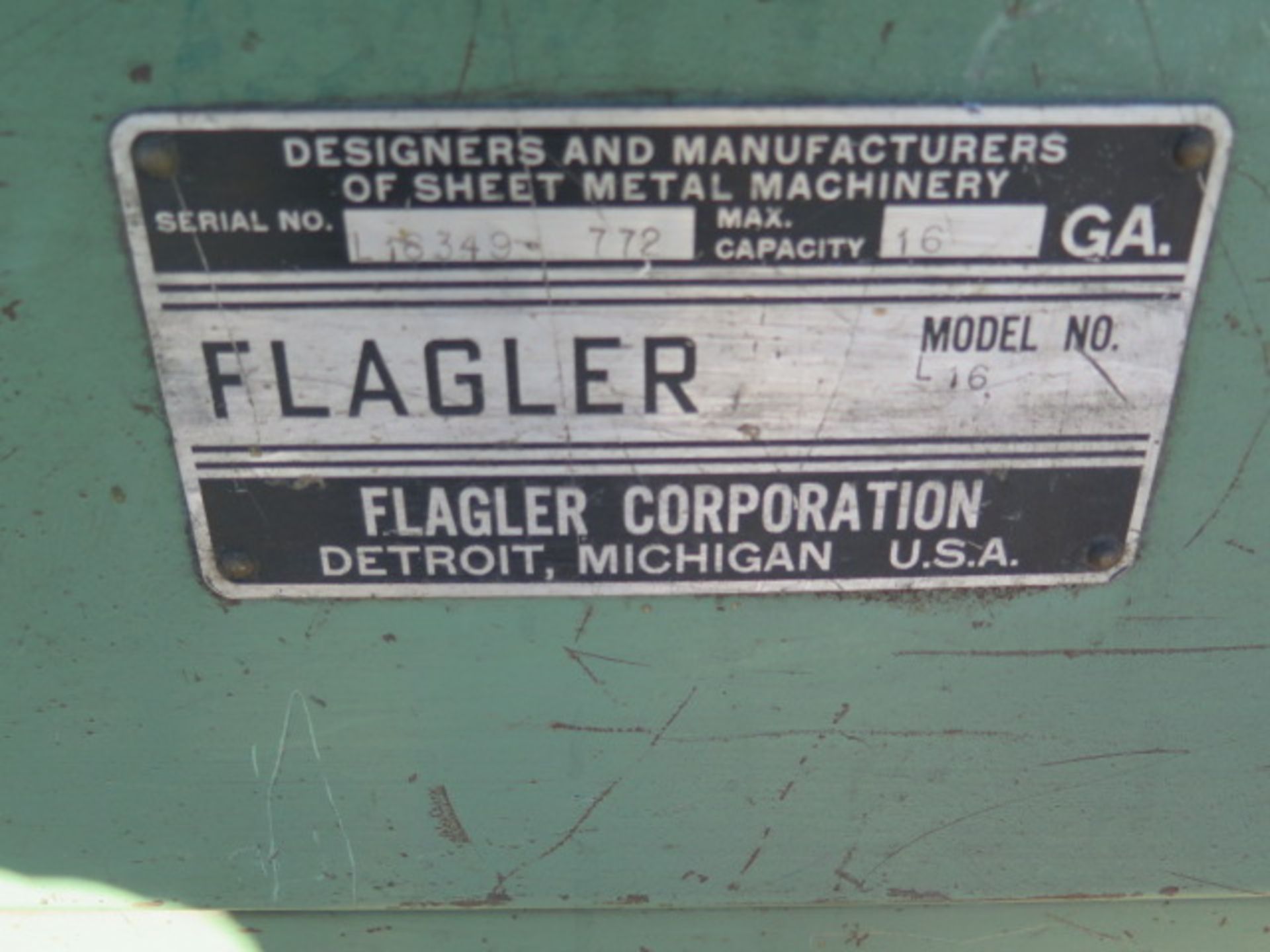 Flagler mdl. L16 16GA 7-Roll Roll Former s/n L16349-772 (SOLD AS-IS - NO WARRANTY) - Image 3 of 5