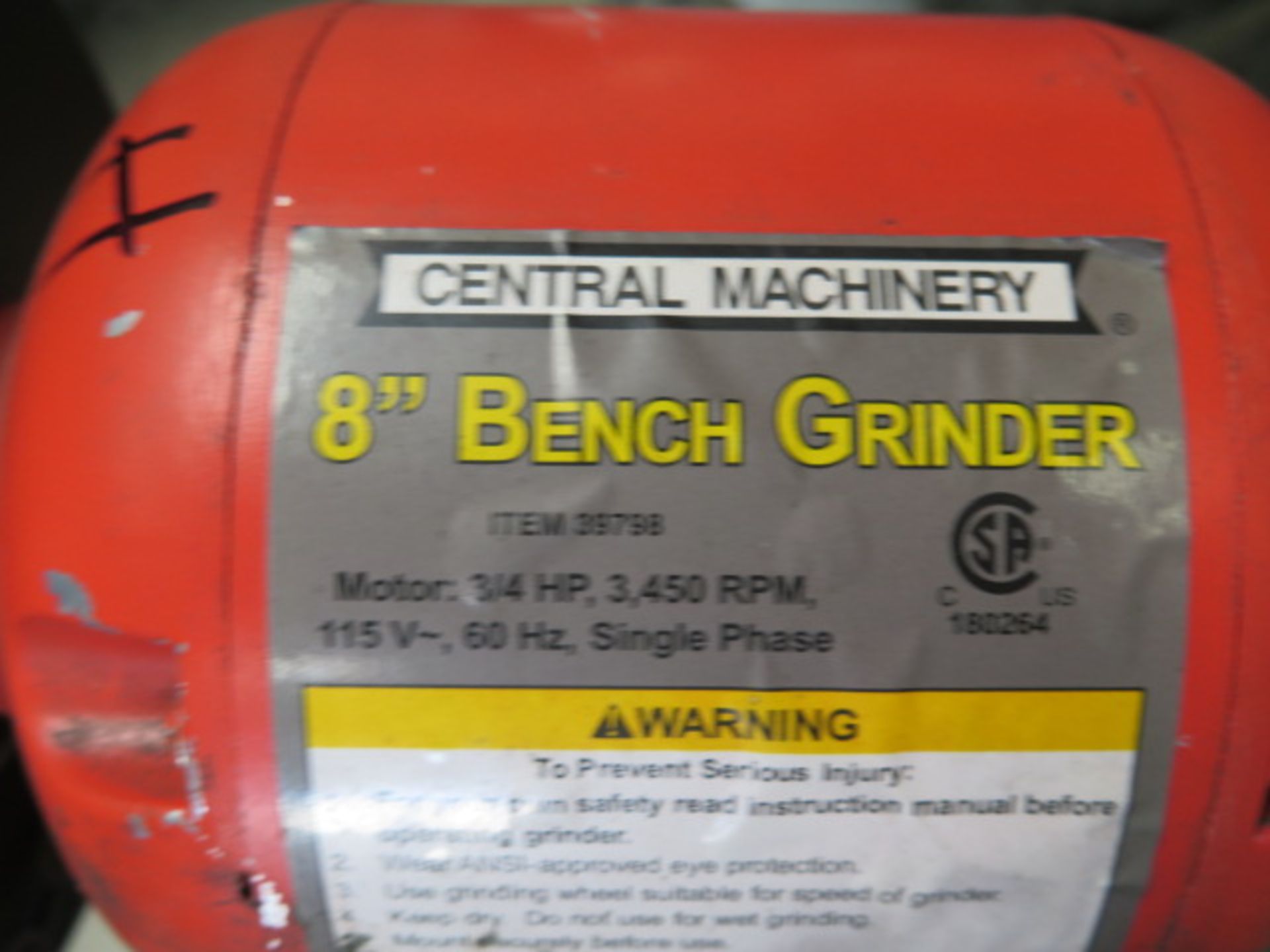 Central Machinery 8” Pedestal Grinder (SOLD AS-IS - NO WARRANTY) - Image 5 of 5