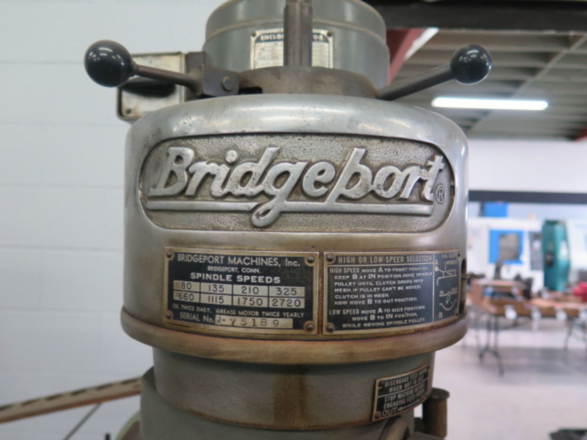 Bridgeport Mill s/n 81175 w/ 1Hp Motor, 80-2720 RPM, 8-Speeds, Power Feed,9" x 42" Table, SOLD AS IS - Image 7 of 7