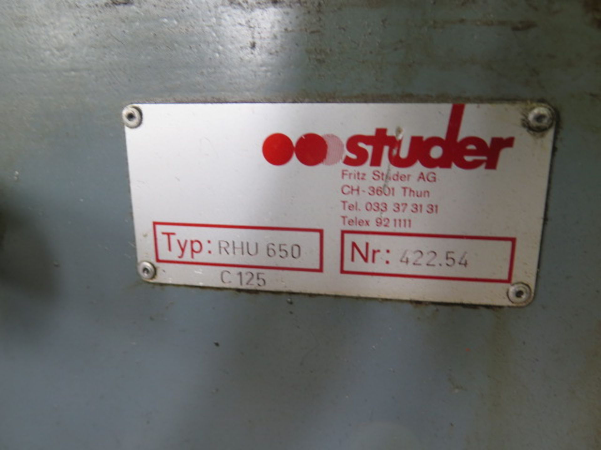 Studer S30 Type RHU 650 Automatic Cylindrical Grinder (NEEDS REPAIR) s/n 422.54 w/ Studer Controls, - Image 13 of 13