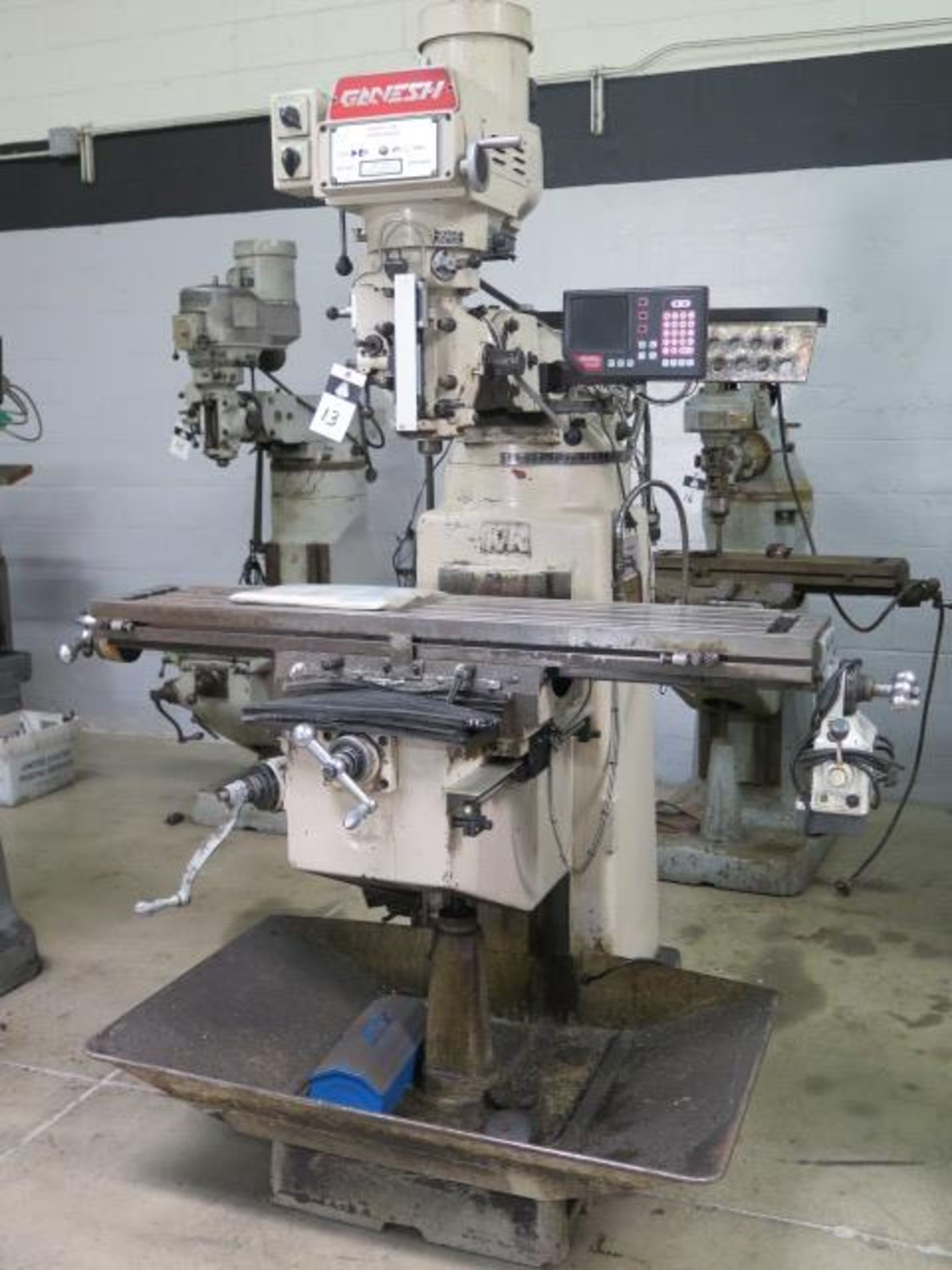 2000 Ganesh GMV-3 Vertical Mill s/n 11527 w/ Newall NMS300 3-Axis Programmable DRO, 3Hp, SOLD AS IS