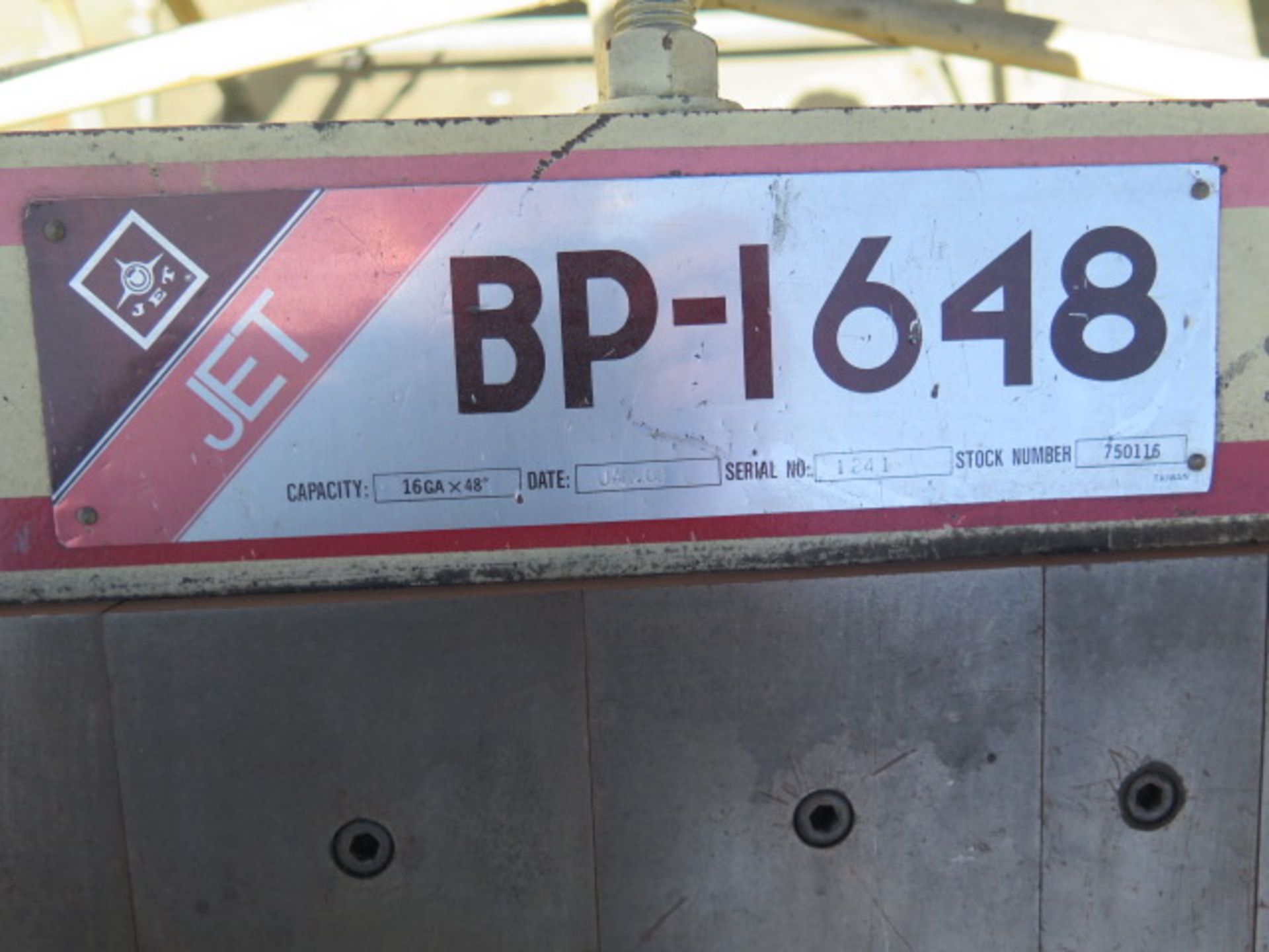 Jet BP-1648 16GA x 48” Finger Brake (MISSING PCS) s/n 1241 (SOLD AS-IS - NO WARRANTY) - Image 3 of 7