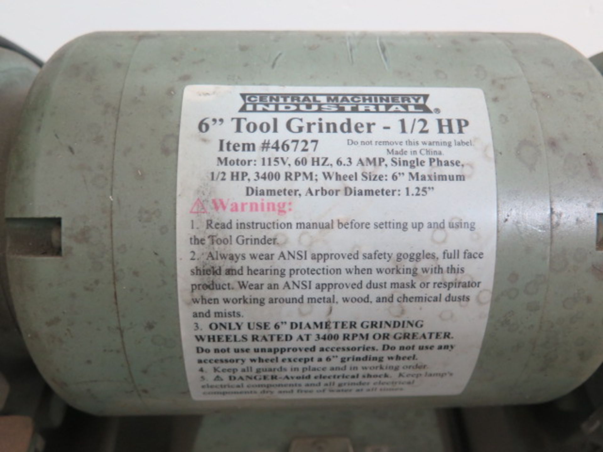 Central Machinery Pedestal Carbide Tool Grinder (Second Location) (SOLD AS-IS - NO WARRANTY) - Image 6 of 6