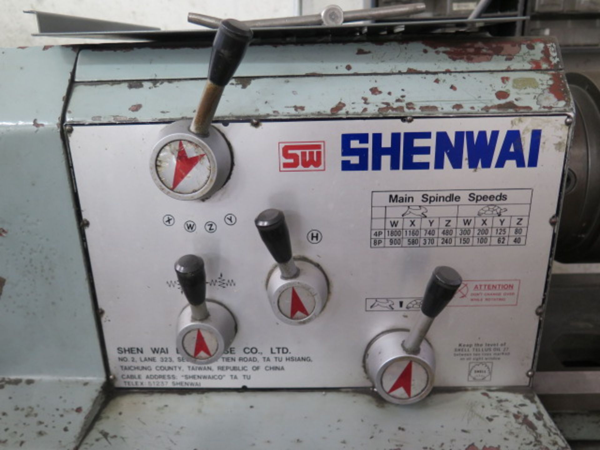 SW Shenwai “Chieftain” 15” x 40” Geared Head Gap Lathe s/n 10449 w/ 40-1800 RPM, Inch/mm, SOLD AS IS - Image 4 of 12