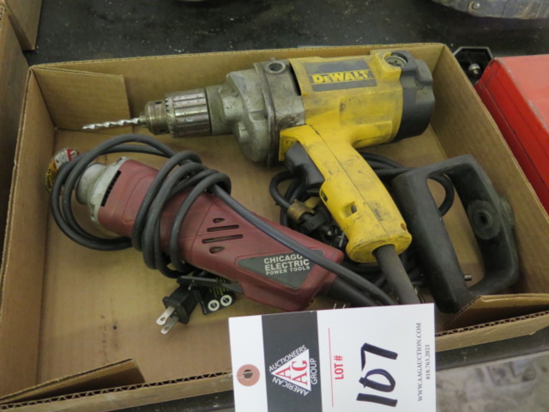 DeWalt Electric Drill and Chicage Grinder (SOLD AS-IS - NO WARRANTY)