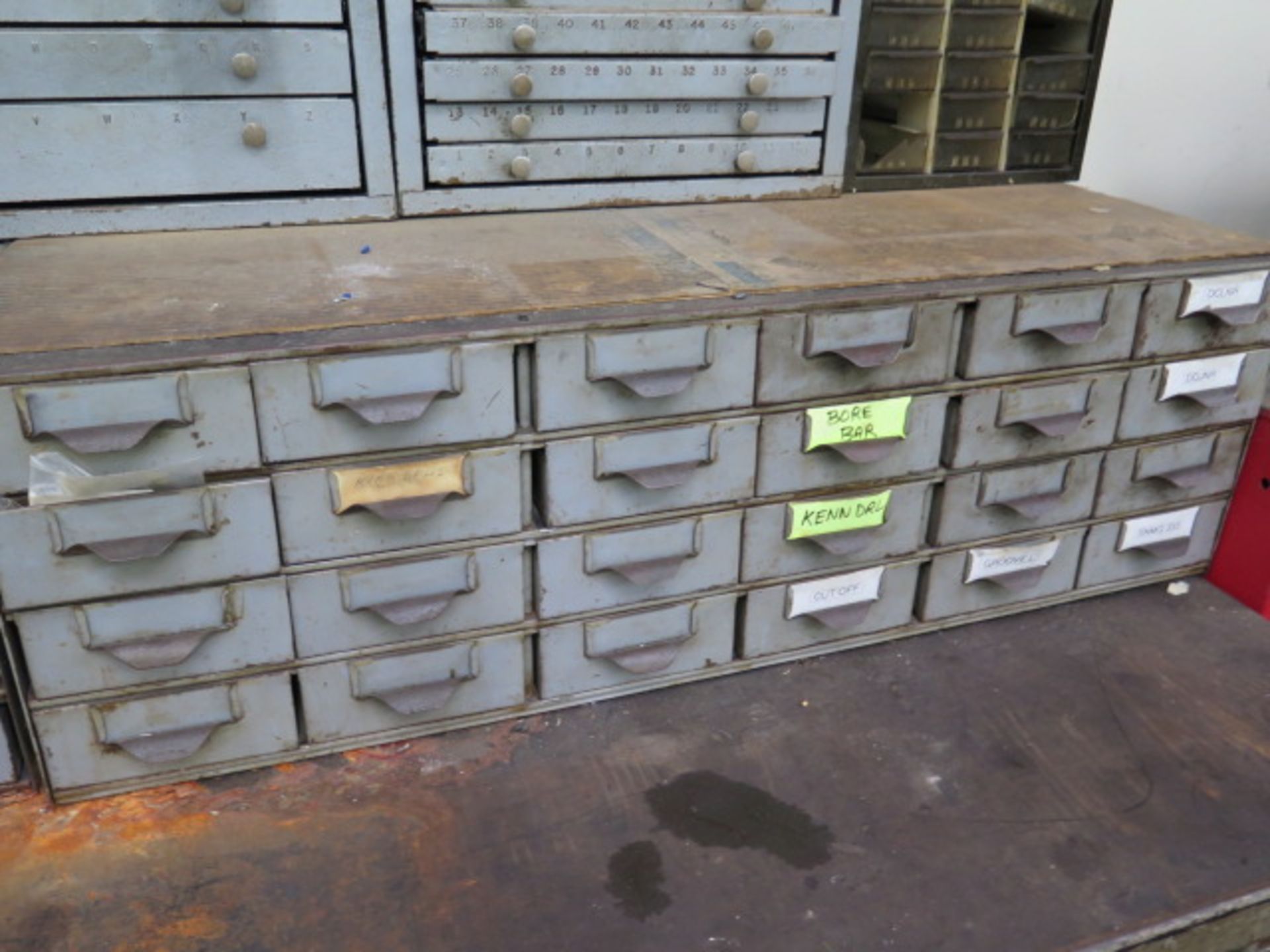24-Drawer Hardware Cabinets (2) w/ Hardware and Steel Work Bench (SOLD AS-IS - NO WARRANTY) - Image 9 of 10