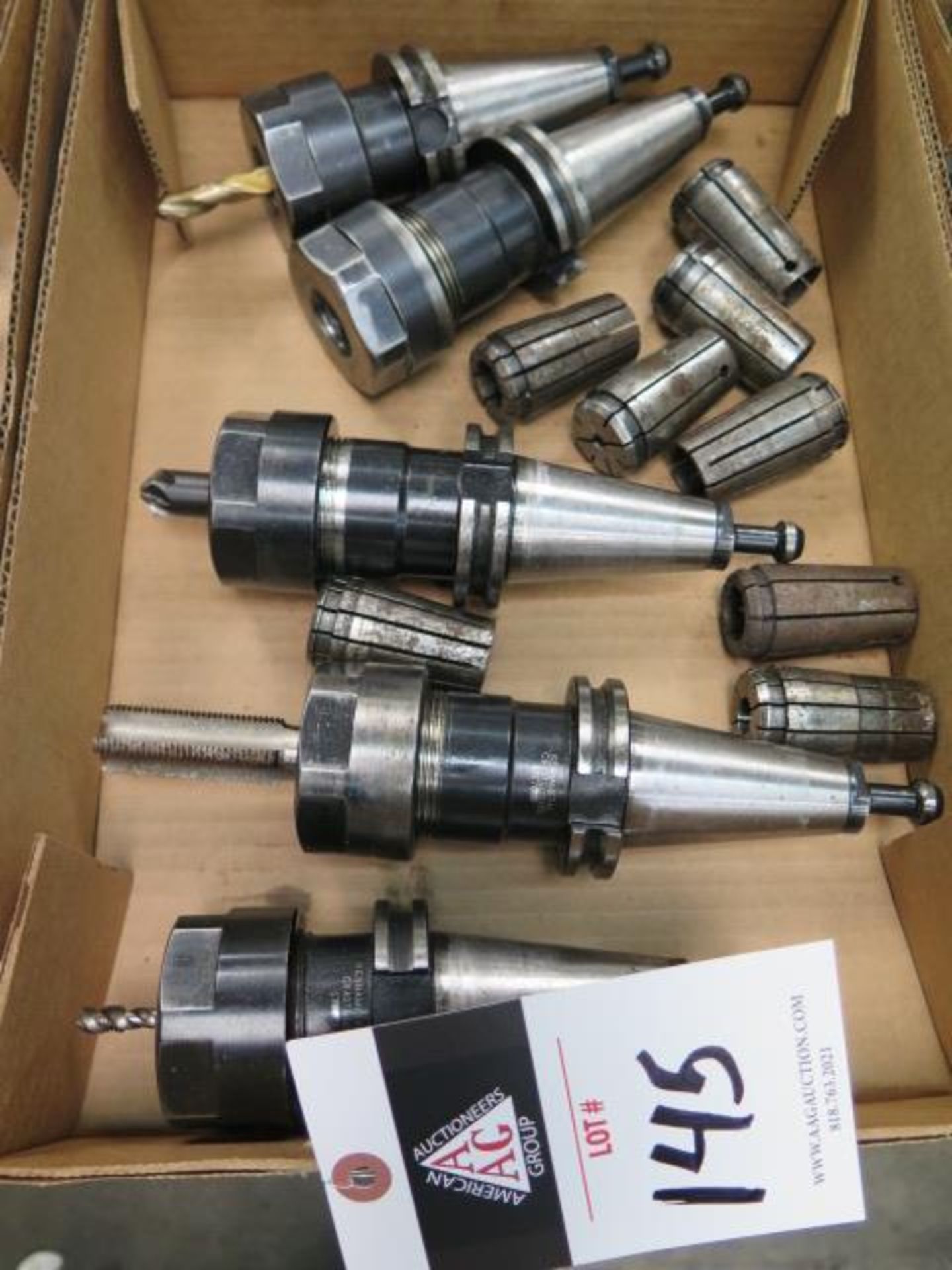 CAT-40 Taper TG100 Collet Chucks (5) w/ Collets (SOLD AS-IS - NO WARRANTY)