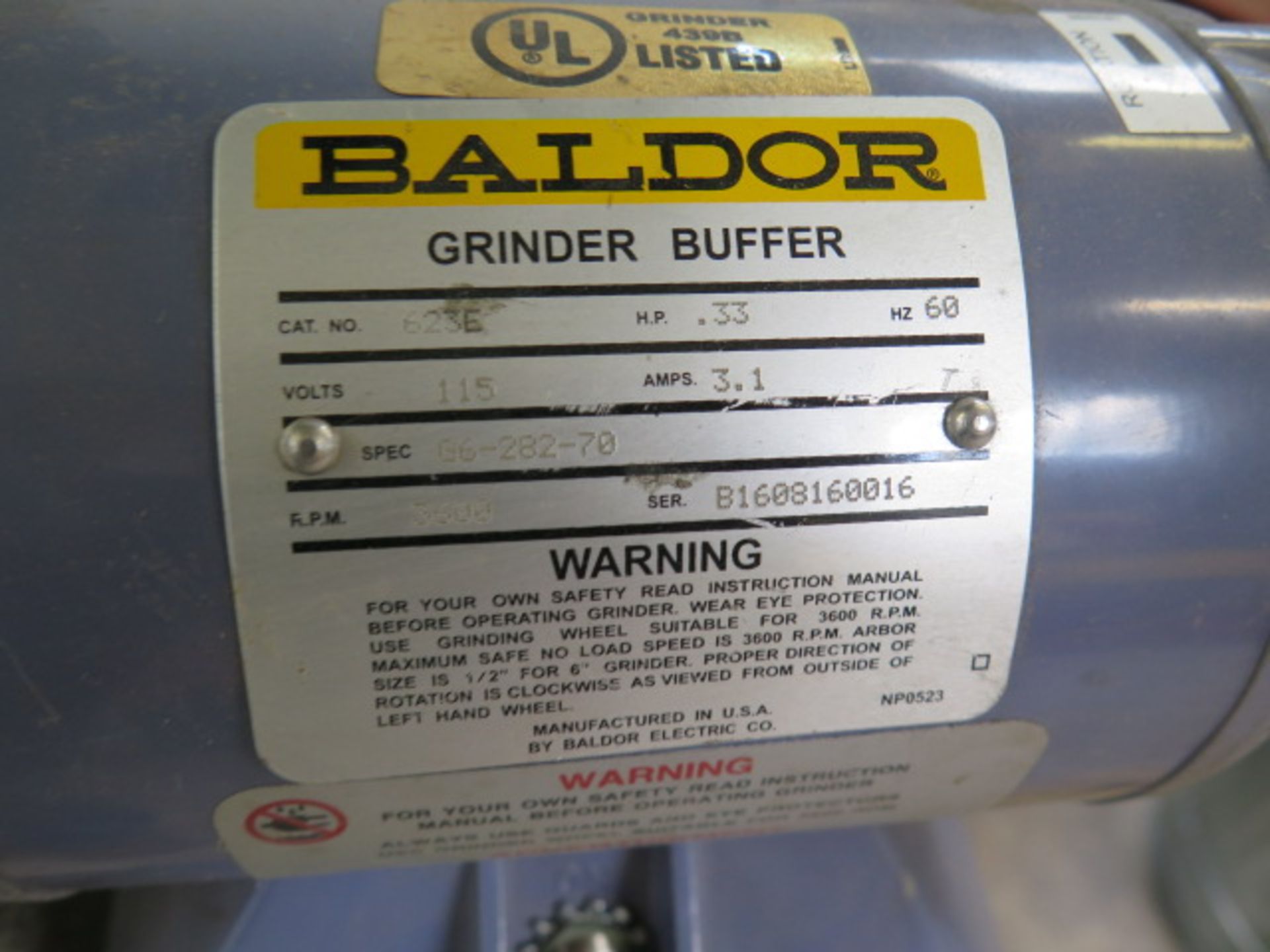 Baldor Bench Grinder (SOLD AS-IS - NO WARRANTY) - Image 5 of 5