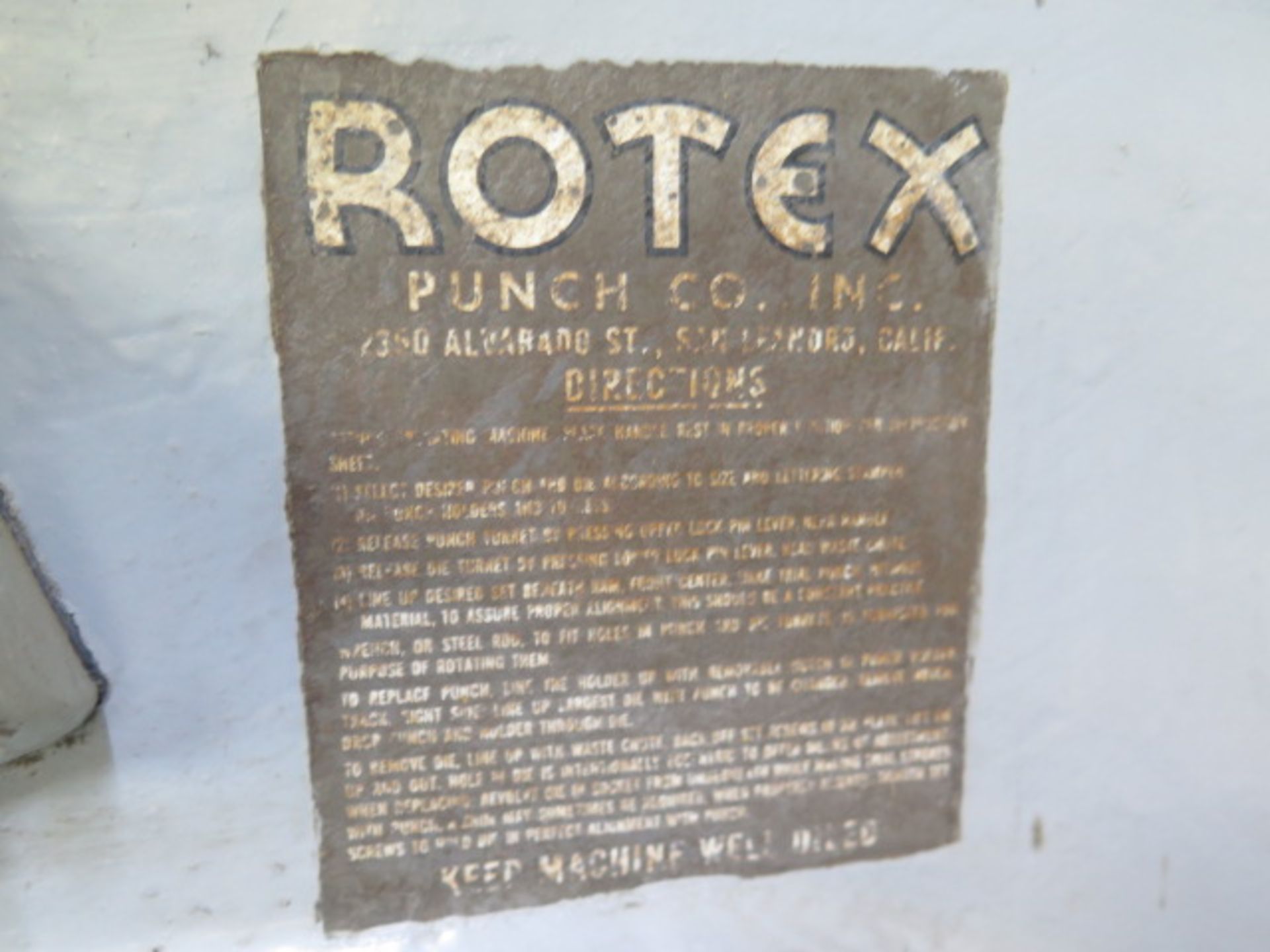 Rotex mdl 18A56 18-Station Turret Punch Press s/n 11980 w/ Rolling Stand (SOLD AS-IS - NO WARRANTY) - Image 8 of 8