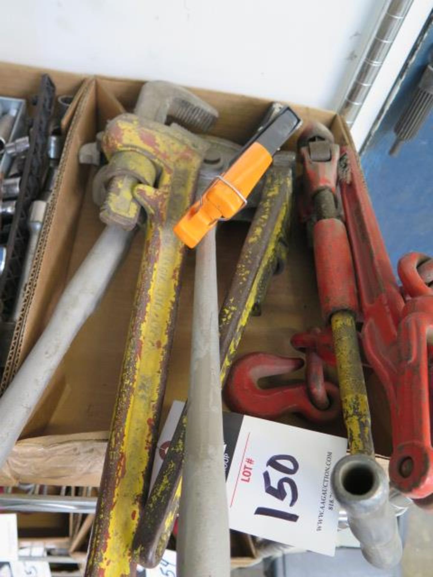 Pipe Wrenches, Tube Bender, Pipe Cutter, Pop Riveter and Chain Tensioner (SOLD AS-IS - NO WARRANTY)