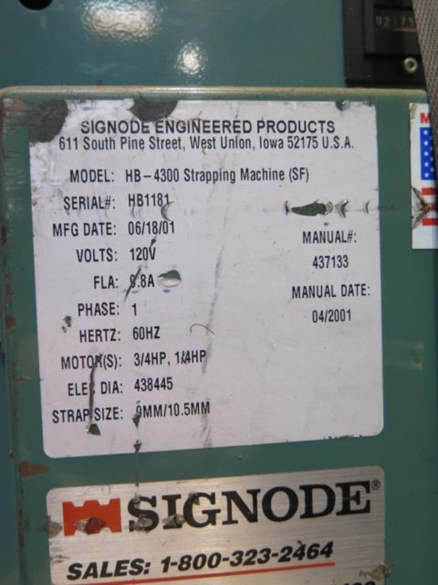 Signode HB-4300 Automatic Carton Strapping Machine s/n HB1181 (SOLD AS-IS - NO WARRANTY) - Bild 7 aus 7