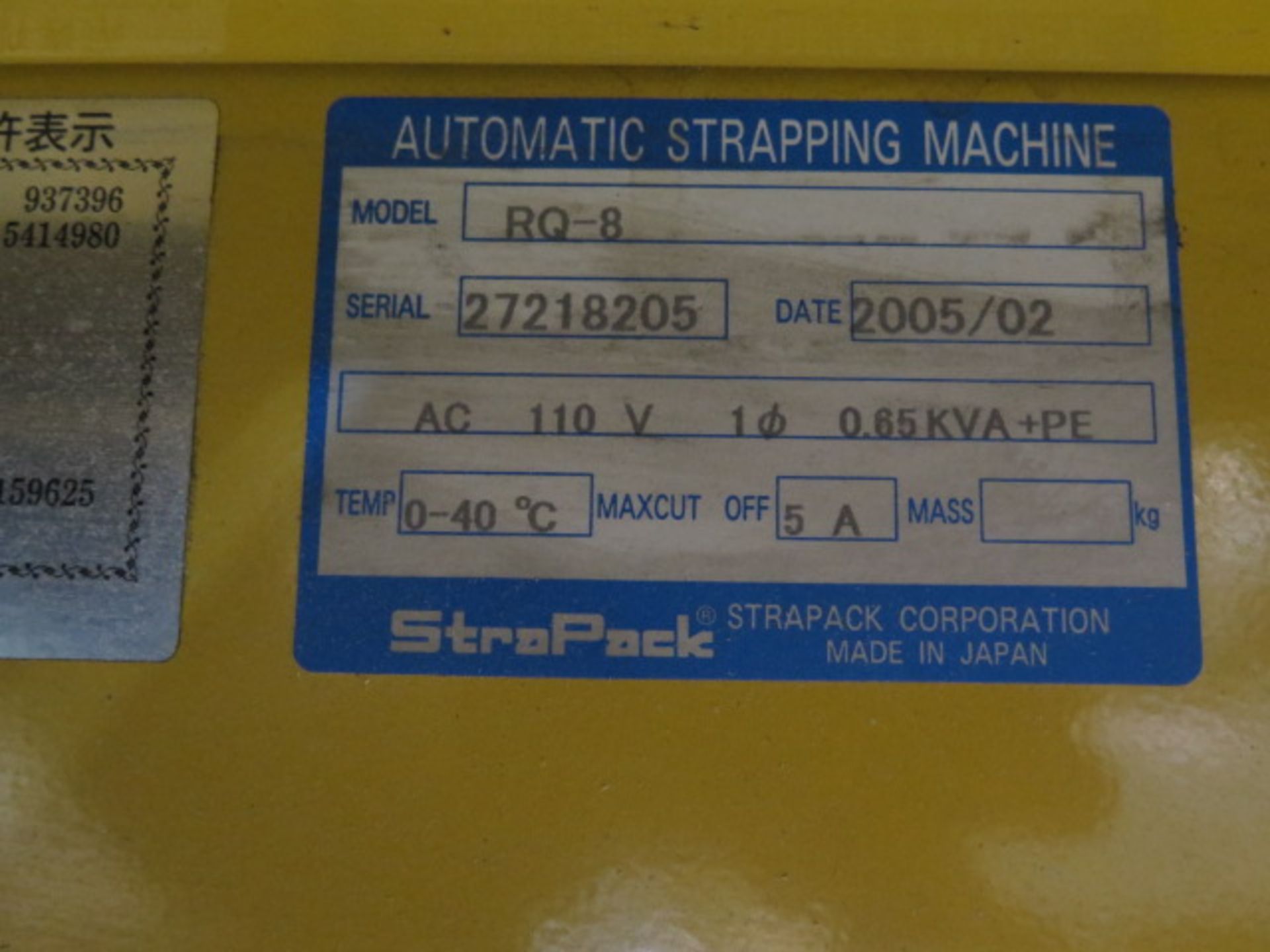 2005 StraPack RQ-8 Automatic Carton Strapping Machine s/n 27218205 (SOLD AS-IS - NO WARRANTY) - Image 9 of 9