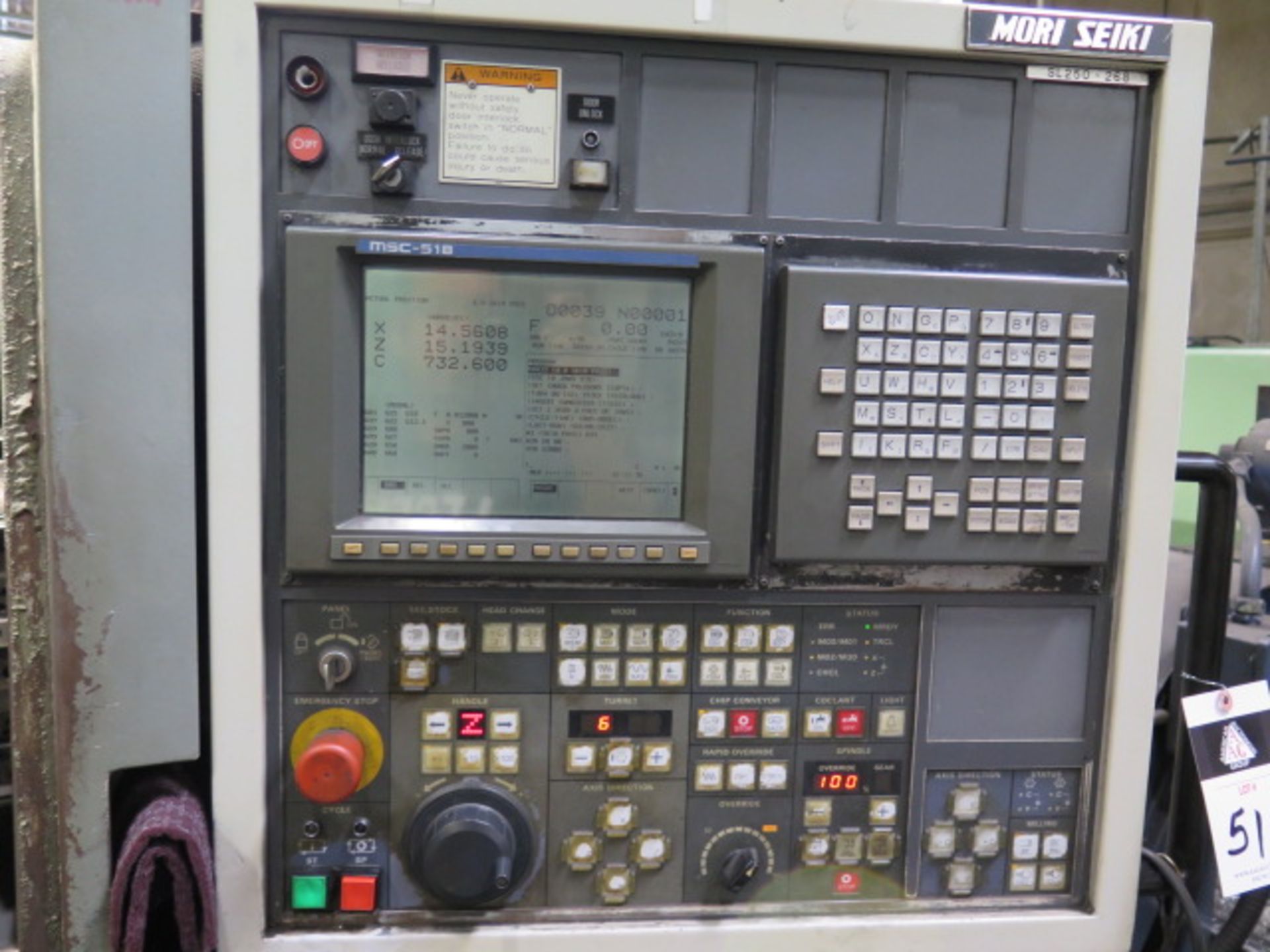 1997 Mori Seiki SL-250BMC Live Turret CNC Turning Center s/n 268 w/ MSC-518 Controls, SOLD AS IS - Bild 9 aus 12