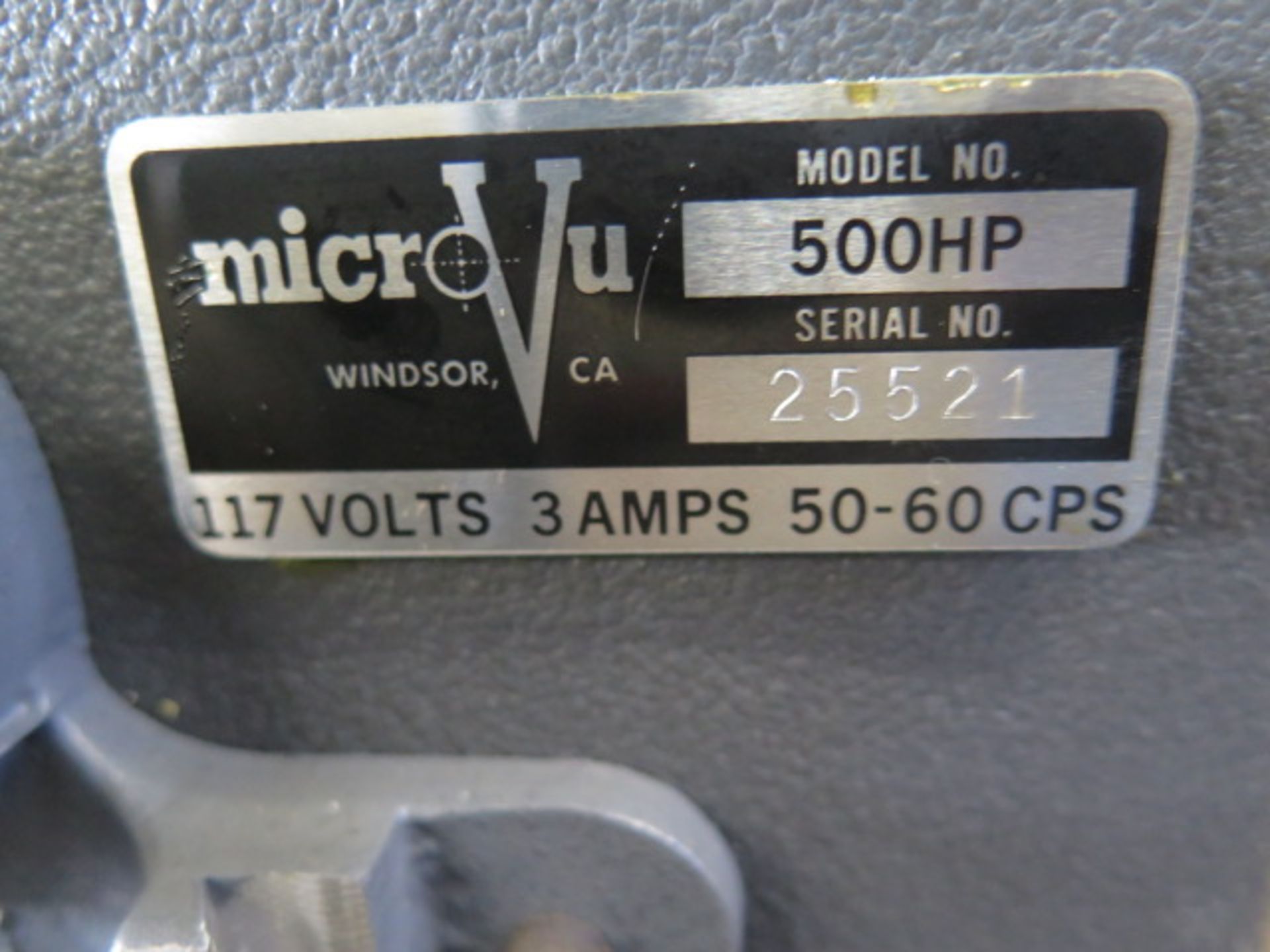 MicroVu mdl. 500HP 12” Table Model Optical Comparator s/n 25521 (SOLD AS-IS - NO WARRANTY) - Image 7 of 7