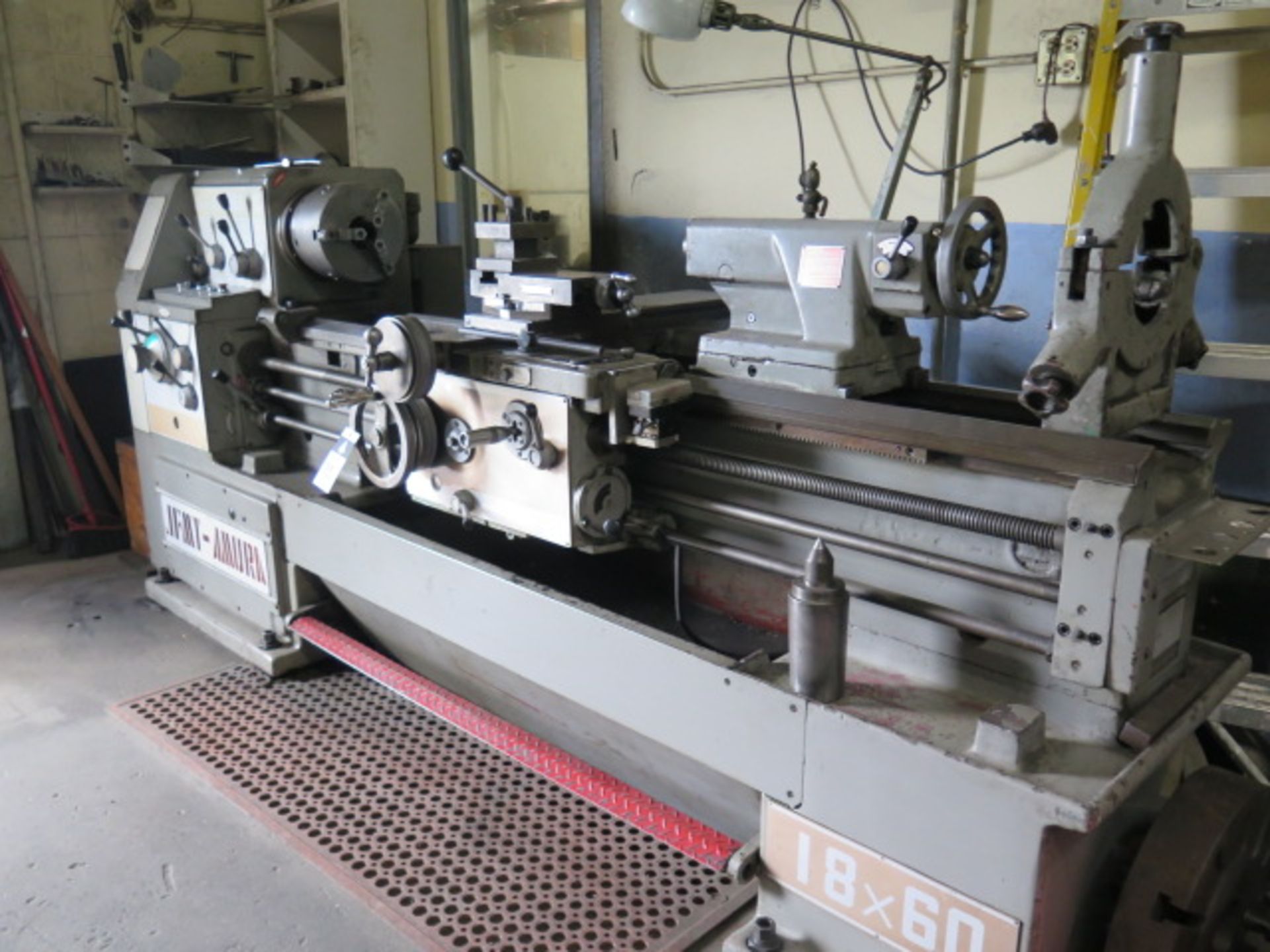 JFMT-Amura 18” x 60” geared Head Gap Bed Lathe s/n 768 w/ 30-1250 RPM, Inch/mm Threading, SOLD AS IS - Image 2 of 13