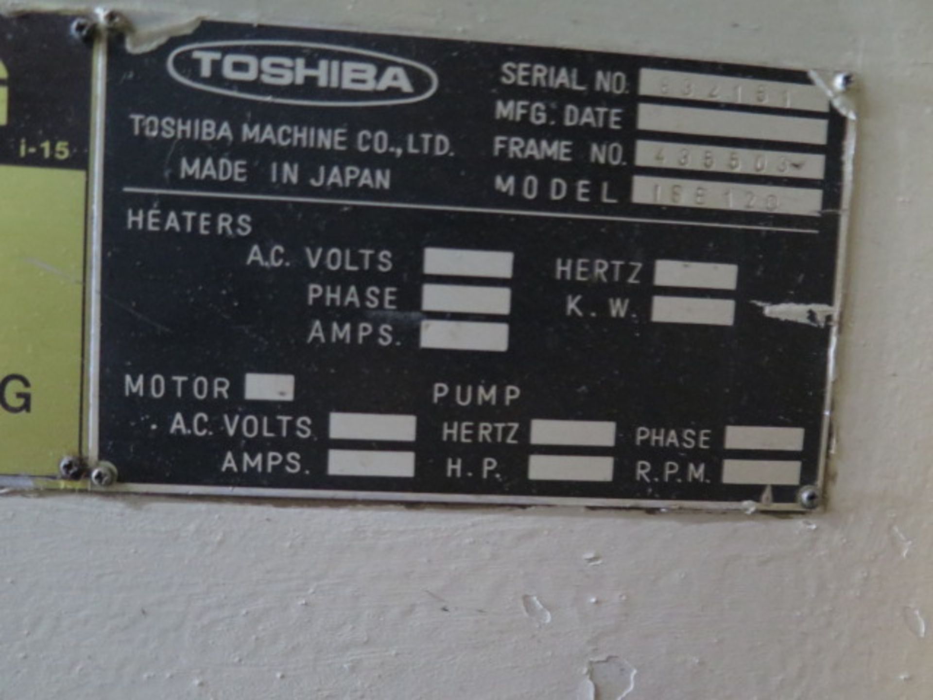 Toshiba ISE-120-SA 120 Ton Plastic Injection Molding Machine s/n 435503, SOLD AS IS - Image 14 of 14