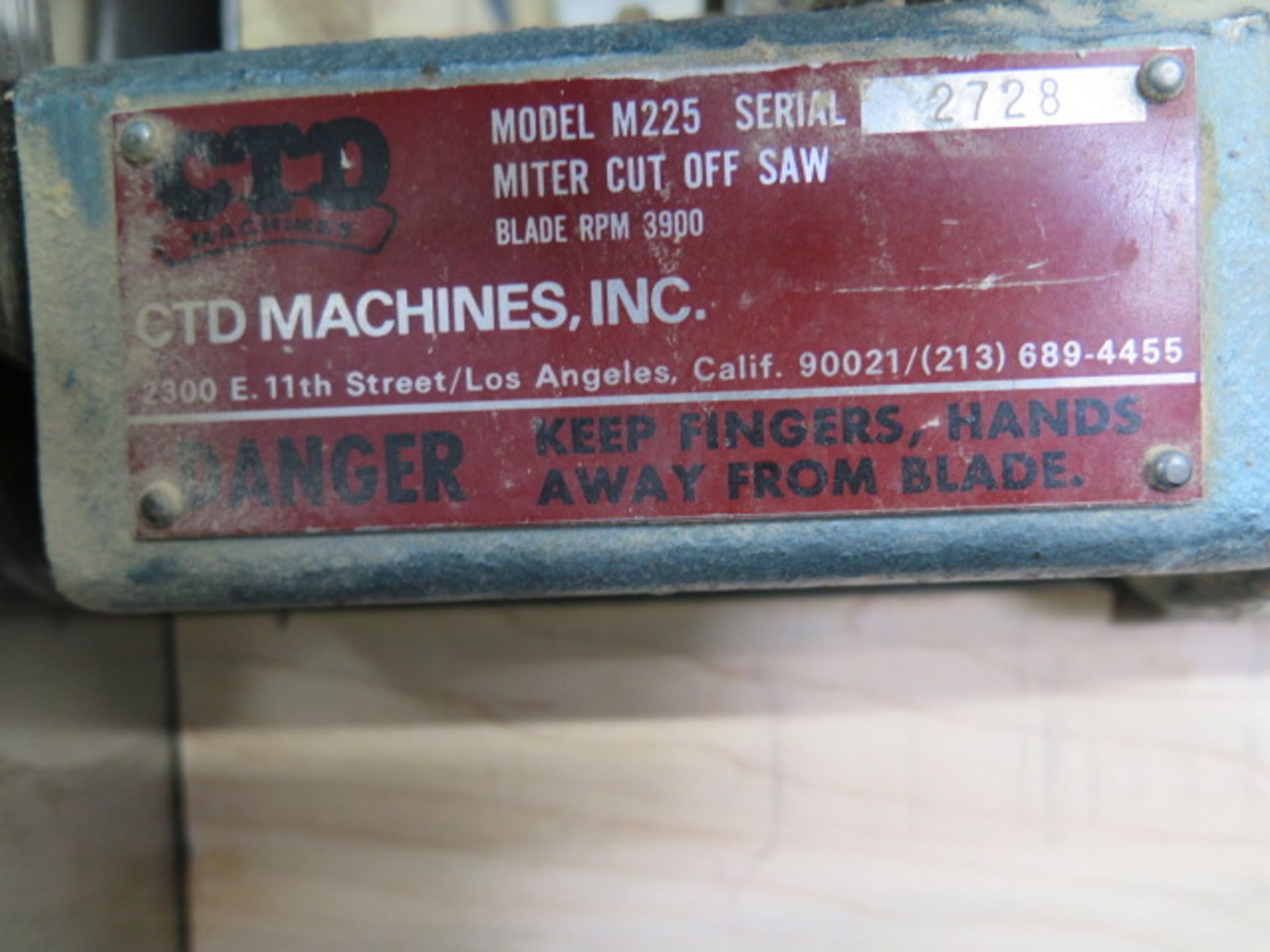 CTD 14” Miter Abrasive Cutoff Saw w/ 2Hp Motor, Pneumatic Feed (SOLD AS-IS - NO WARRANTY) - Image 8 of 8