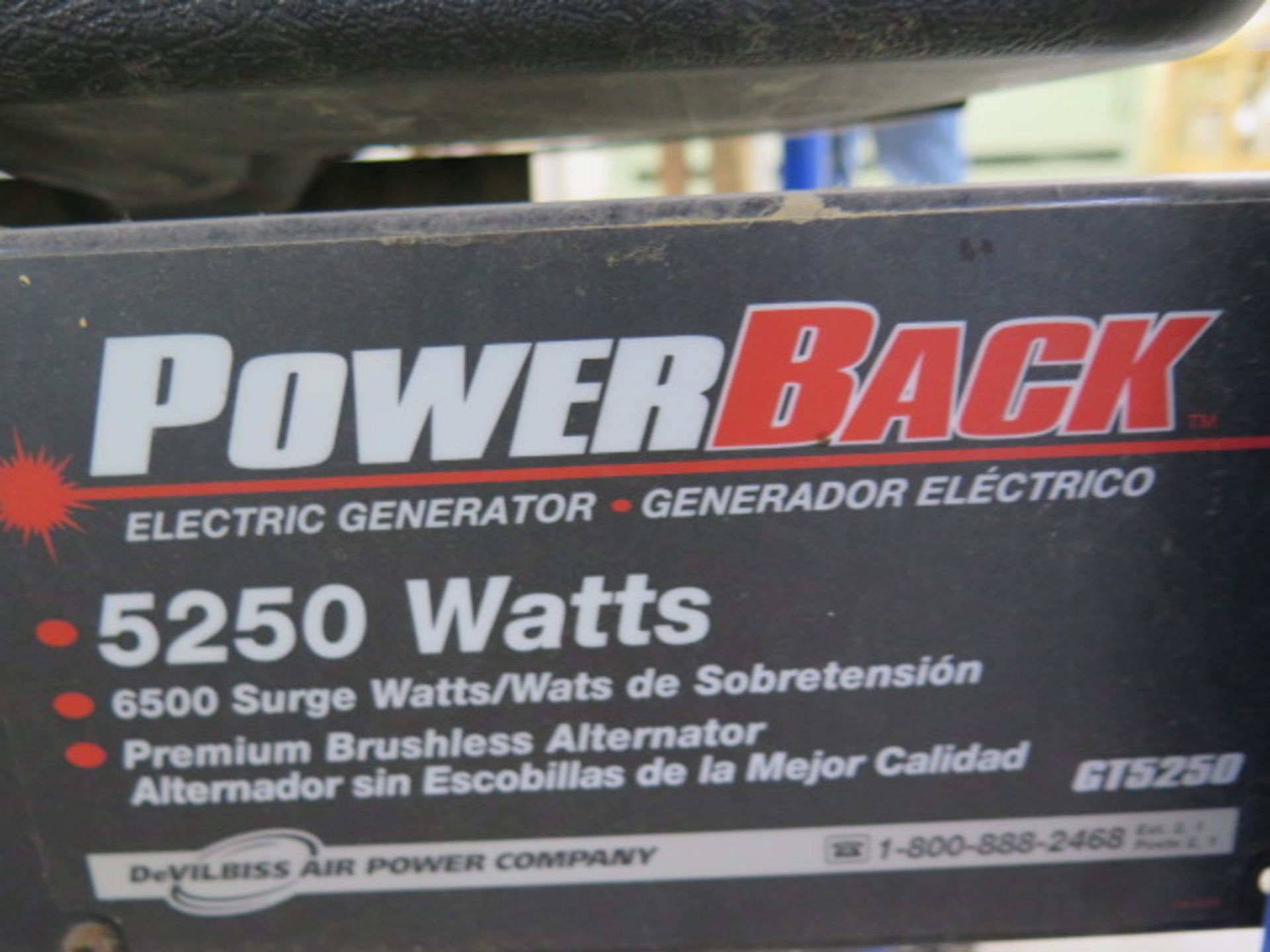 DeVilbiss "Power Back" 5250 Watt Gas Generator (SOLD AS-IS - NO WARRANTY) - Image 6 of 6