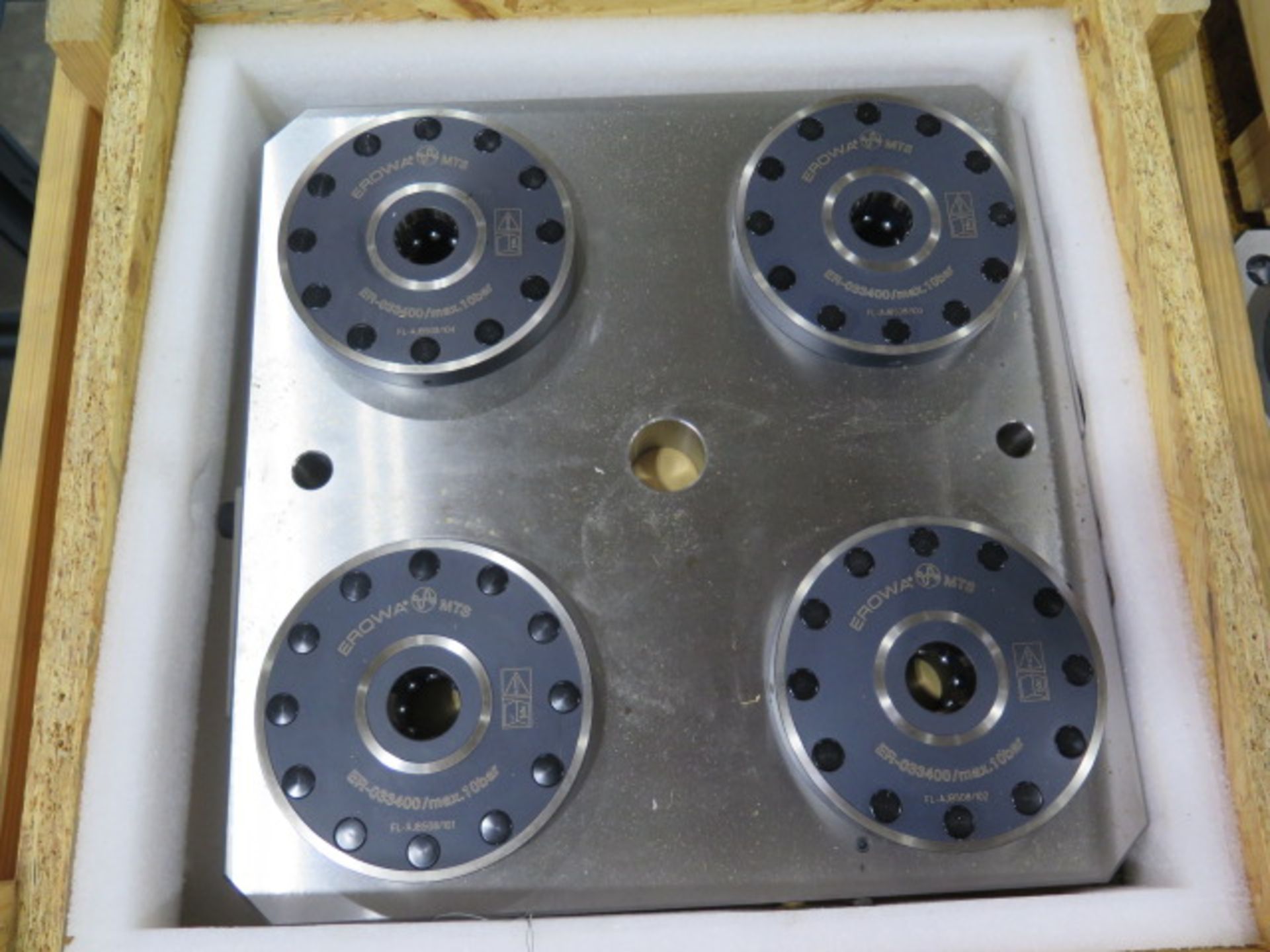 Erowa MTS ER-033300 "4-In-1" Base Plate w/ (4) Erowa ER-033400 MTS Chucks (NEW IN CRATE) (SOLD AS-IS - Image 2 of 7