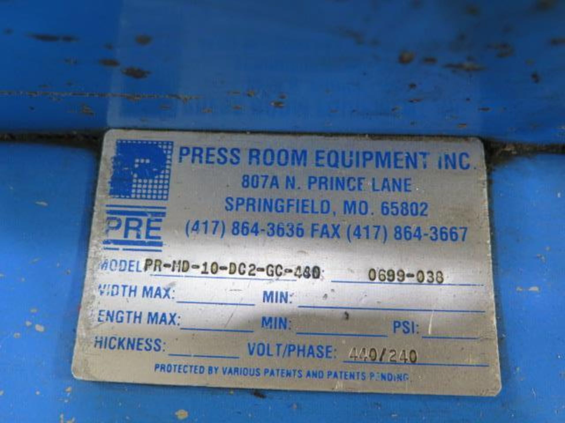 Press Room Equipment PR-HD-10-DG2-GC-480 10” Straightener/Feeder s/n0699-038 w/ Un-Coiler,SOLD AS IS - Image 11 of 11