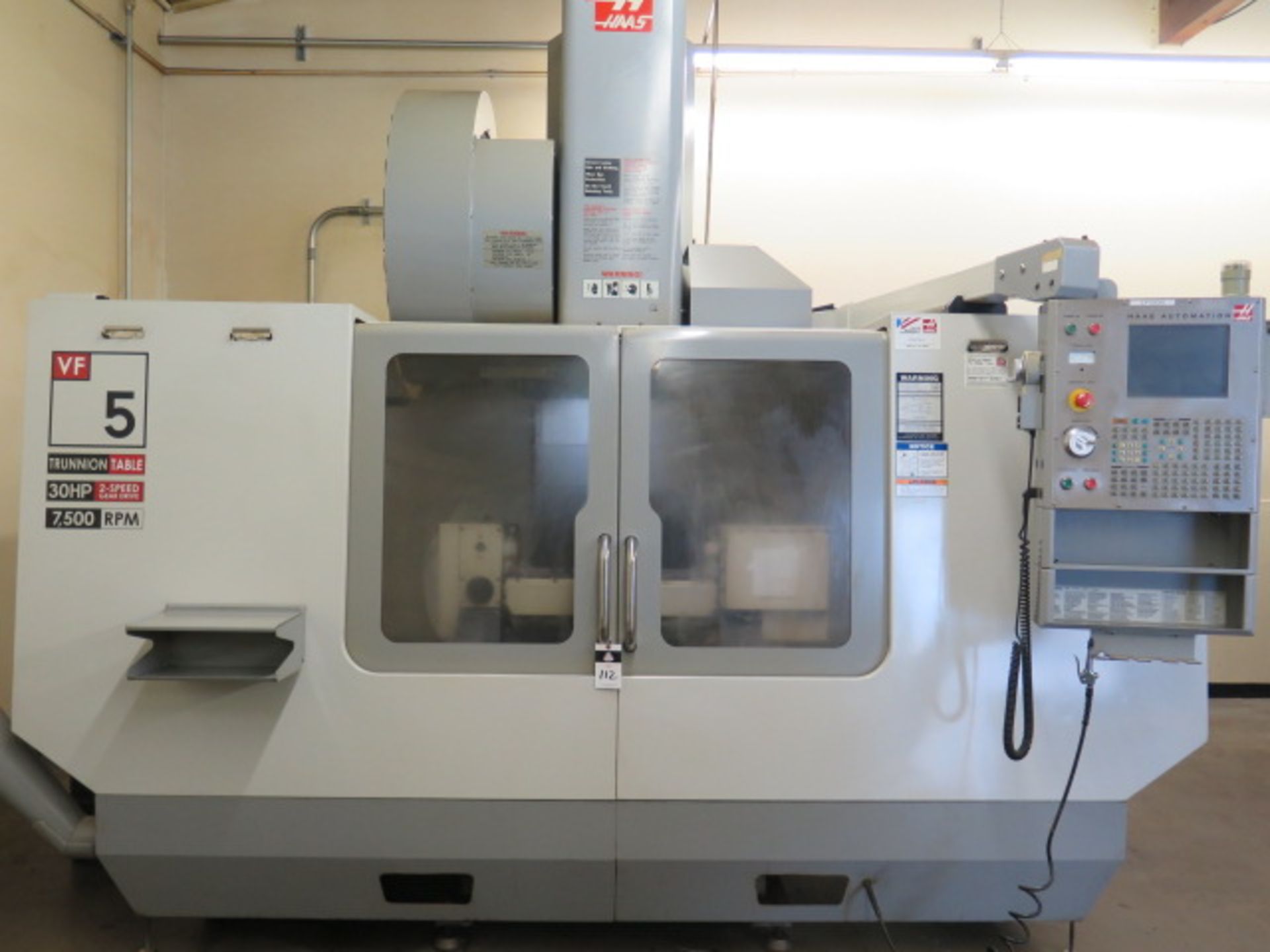 2005 Haas VF5/50TR 5-Axis Trunnion CNC VMC s/n 45847 w/ Haas Controls, 30-Station ATC, SOLD AS IS