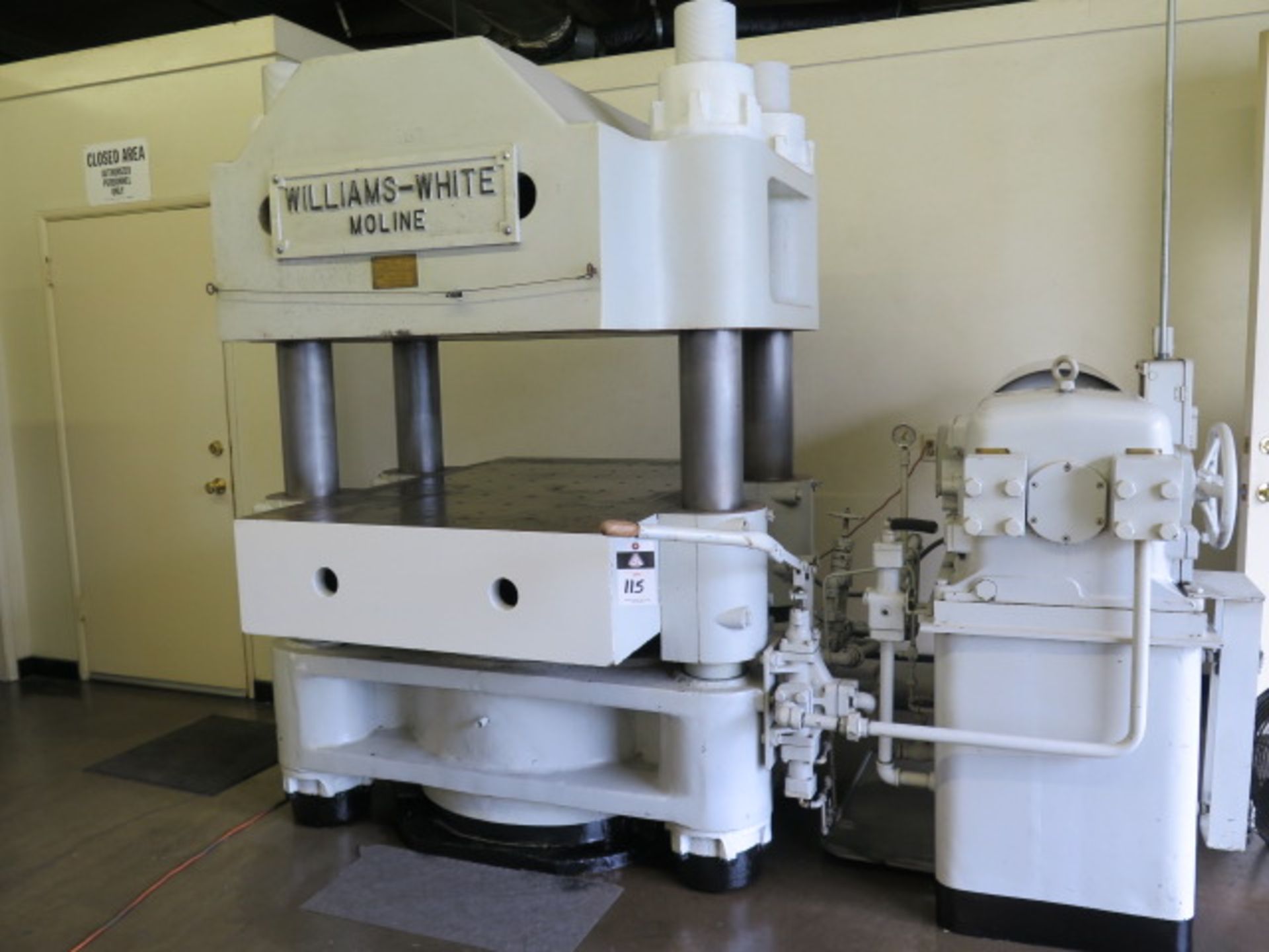 Williams-White 600 Ton Hydraulic 4-Post Press s/n C-1663 w/ 42” x 60” Platens SOLD AS-IS - Image 2 of 12