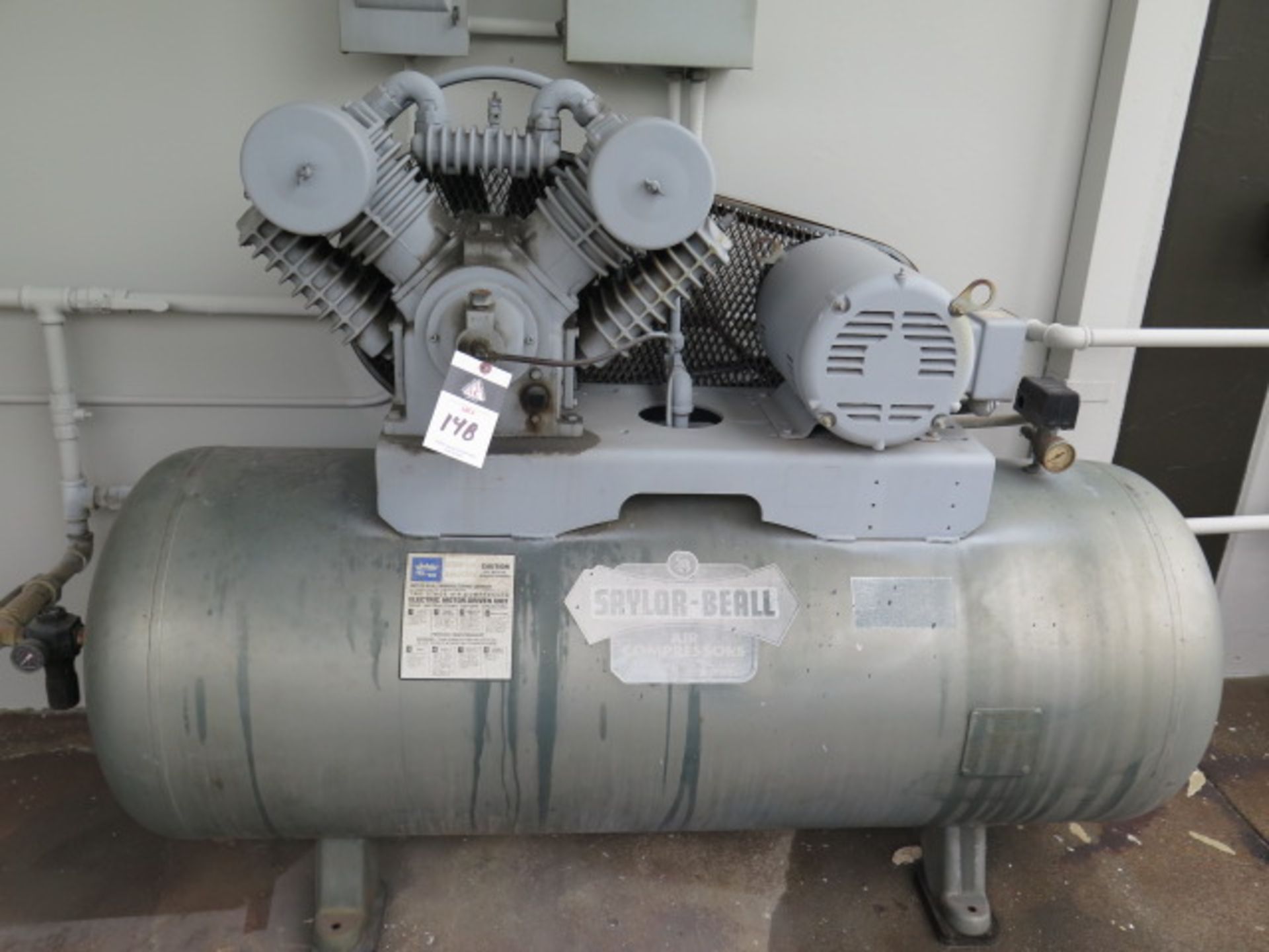 Saylor-Beale 10Hp Horizontal Air Compressor w/ 120 Gallon Tank, Arrow Refrigerated Air Dryer (SOLD - Image 2 of 8