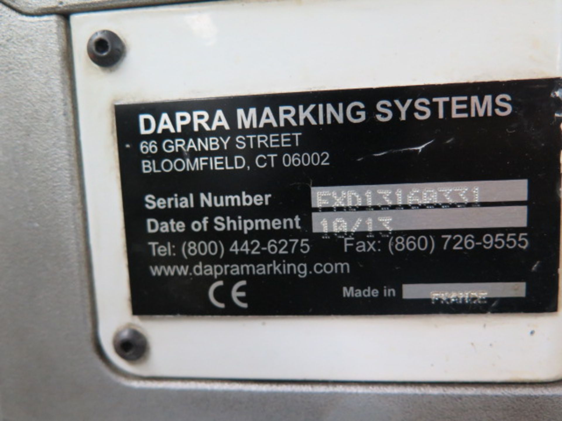 2013 Dapra Marking Systems “Flex Mark” Peen Engraving System w/ PLC Controls, SOLD AS IS - Image 8 of 8