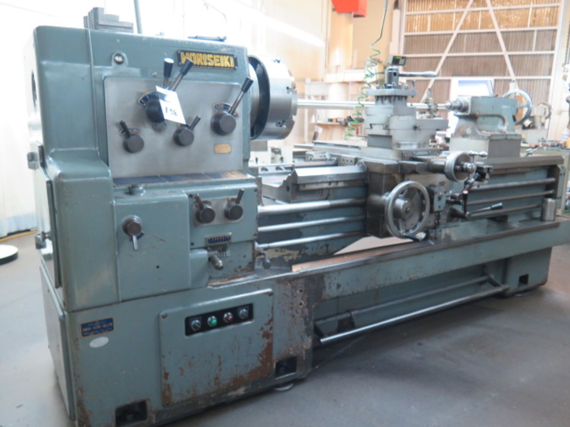 Mori Seiki MH1500G 24” x 62” Geared Head Gap Lathe s/n 2448 w/ 27-1205 RPM, 3” Thru, SOLD AS IS