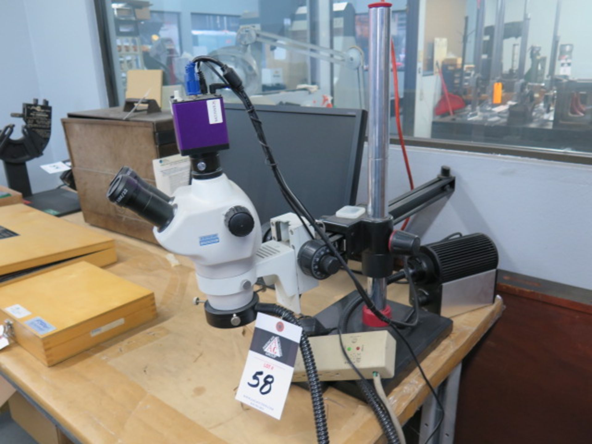 Scienscope Video Microscope w/ Light Source and Monitor (SOLD AS-IS - NO WARRANTY)