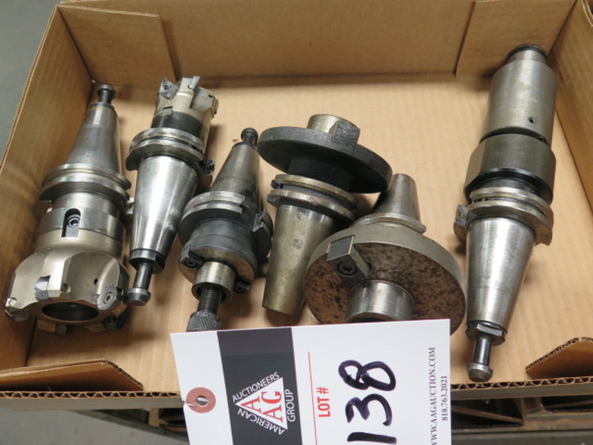 CAT-40 Insert Shell Mills (2), Shell Mill Holders (3) and Tapping Head (6 Total) (SOLD AS-IS - NO