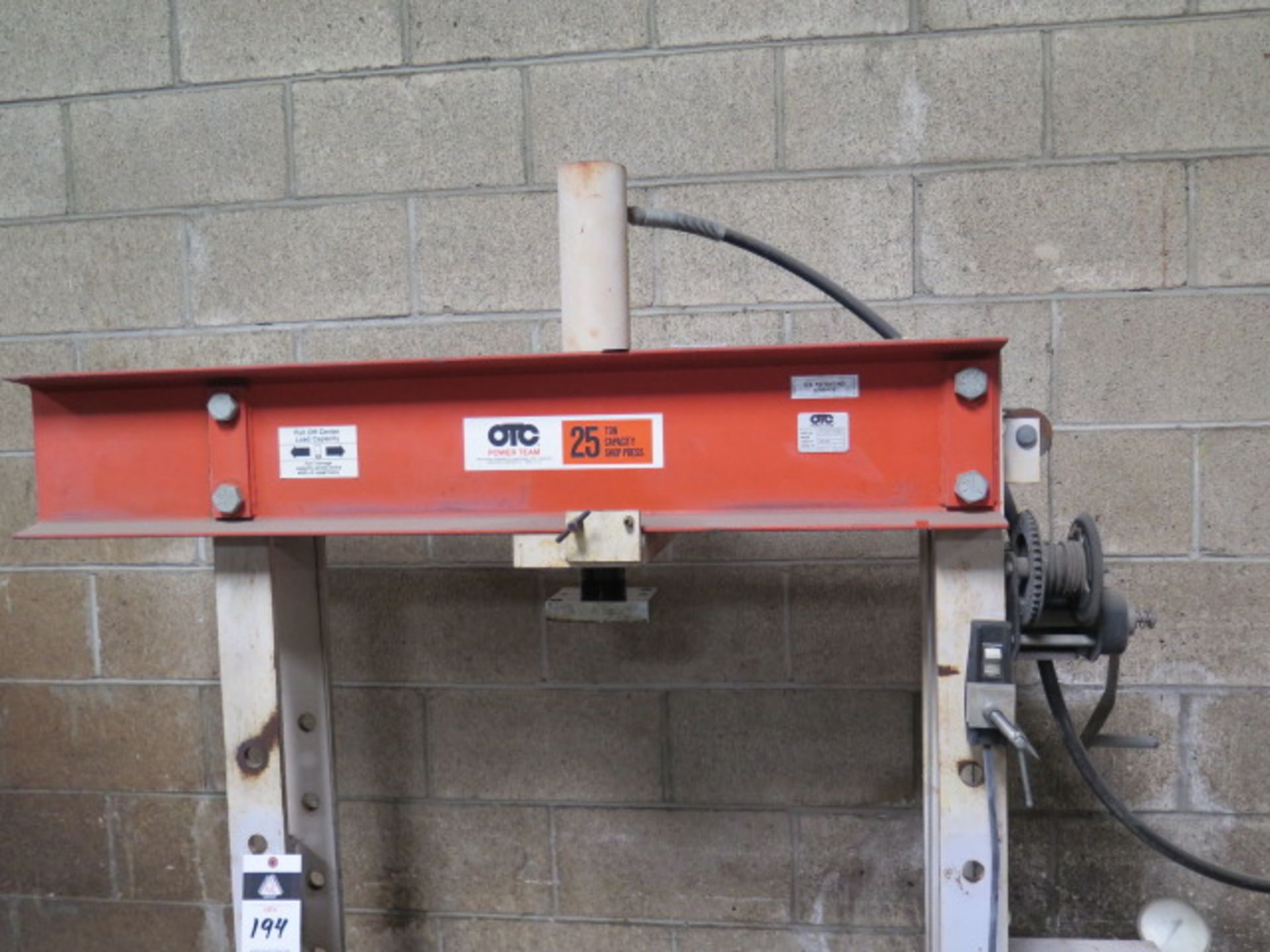 OTC 25 Ton Sliding Ram Electric/Hydraulic H-Frame Press s/n 1246 (SOLD AS-IS - NO WARRANTY) - Image 3 of 9