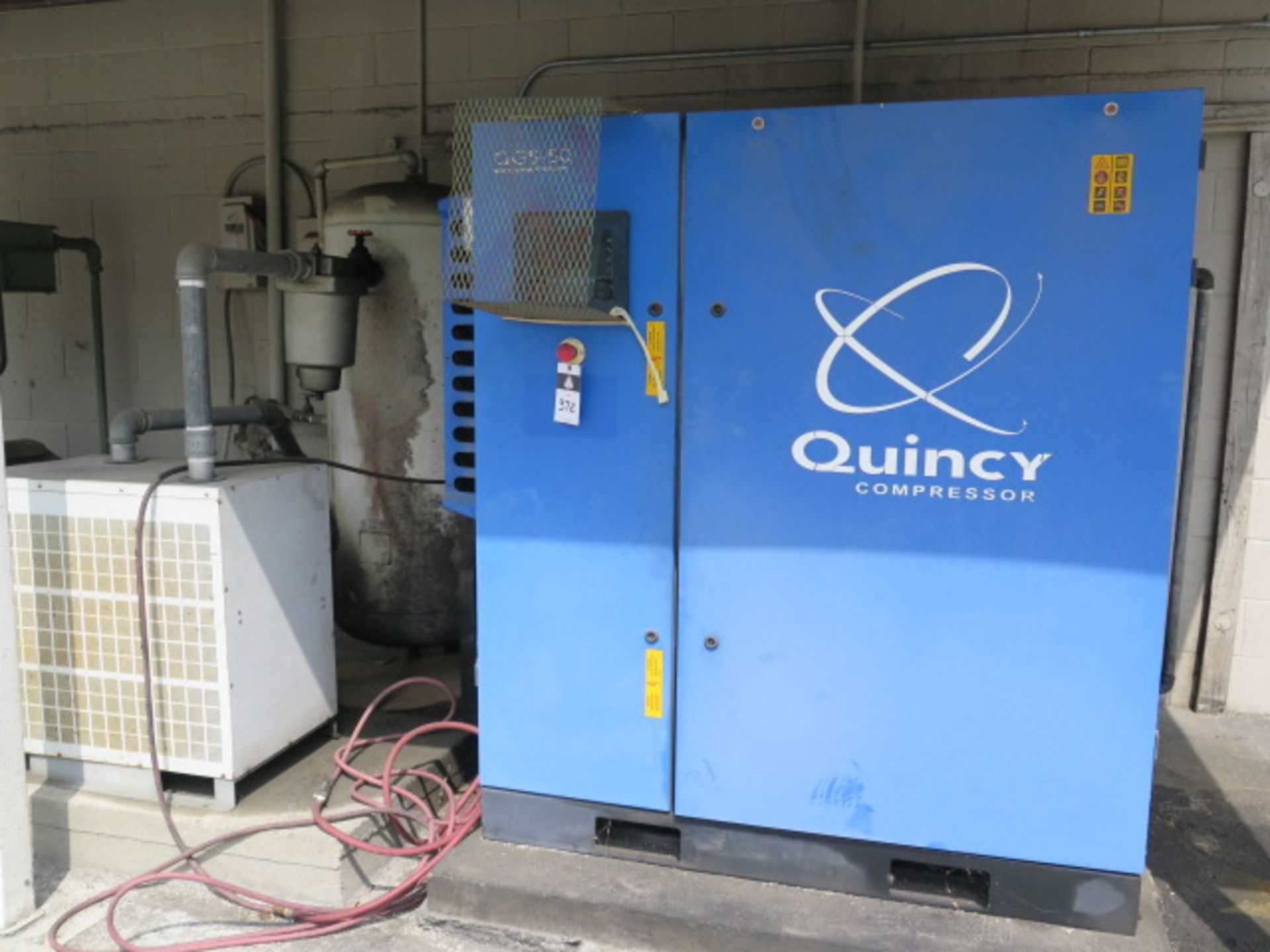 Quincy QGS-50 50pHp Rotary Air Compr w/ Dig Controls, SMC Refrigerated Air Dryer & Tank, SOLD AS IS