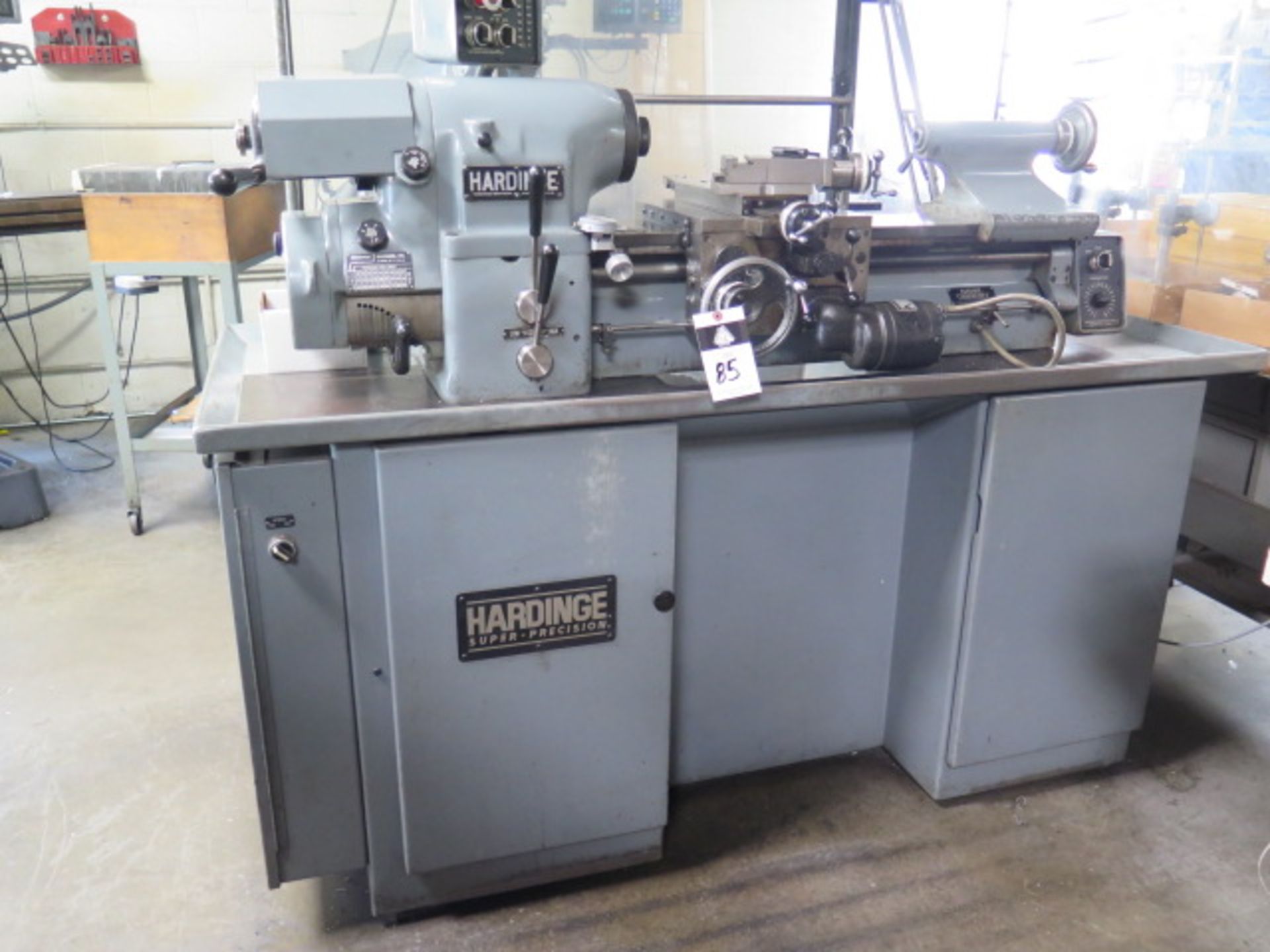 Hardinge HLV-H Wide Bed Tool Room Lathe s/n HLV-H-8708-T w/ 125-3000 RPM, Inch Threading, SOLD AS IS