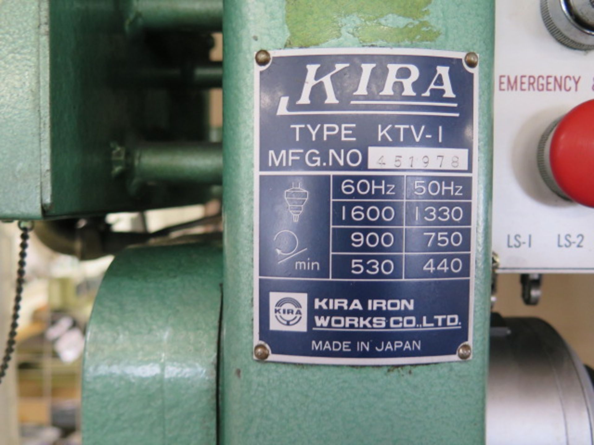 Kira KTV-1 Geared Head Tapping Machine s/n 451978 w/ Gear Sets (SOLD AS-IS - NO WARRANTY) - Image 7 of 7