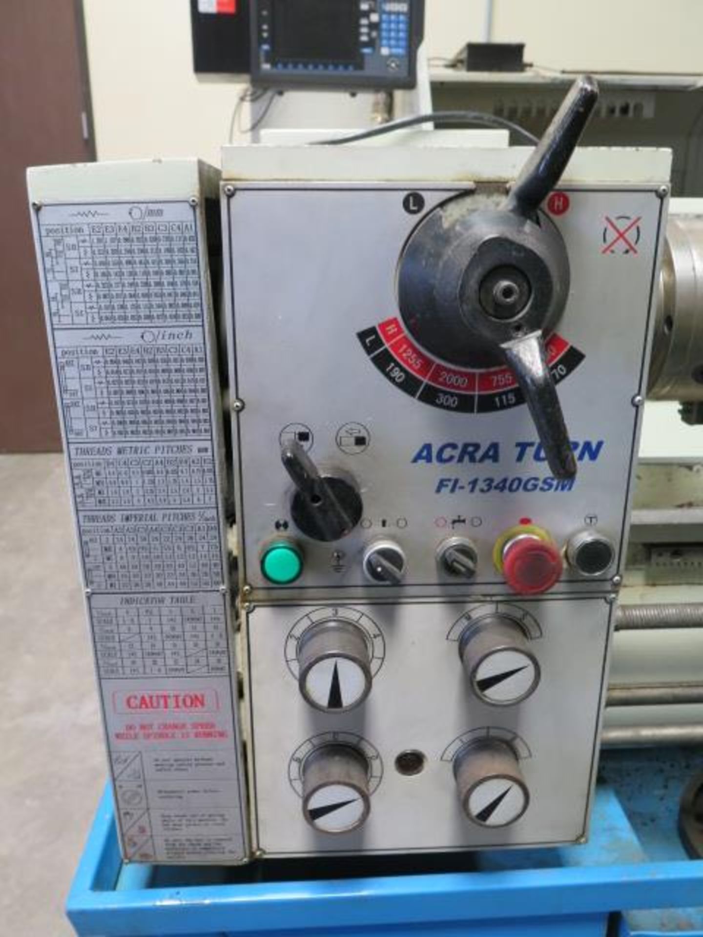 Acra Turn FI-1340 GSM 13" x 40" Geared Gap Bed Lathe w/ 70-2000 RPM, Inch/mm Threading, SOLD AS IS - Image 4 of 8