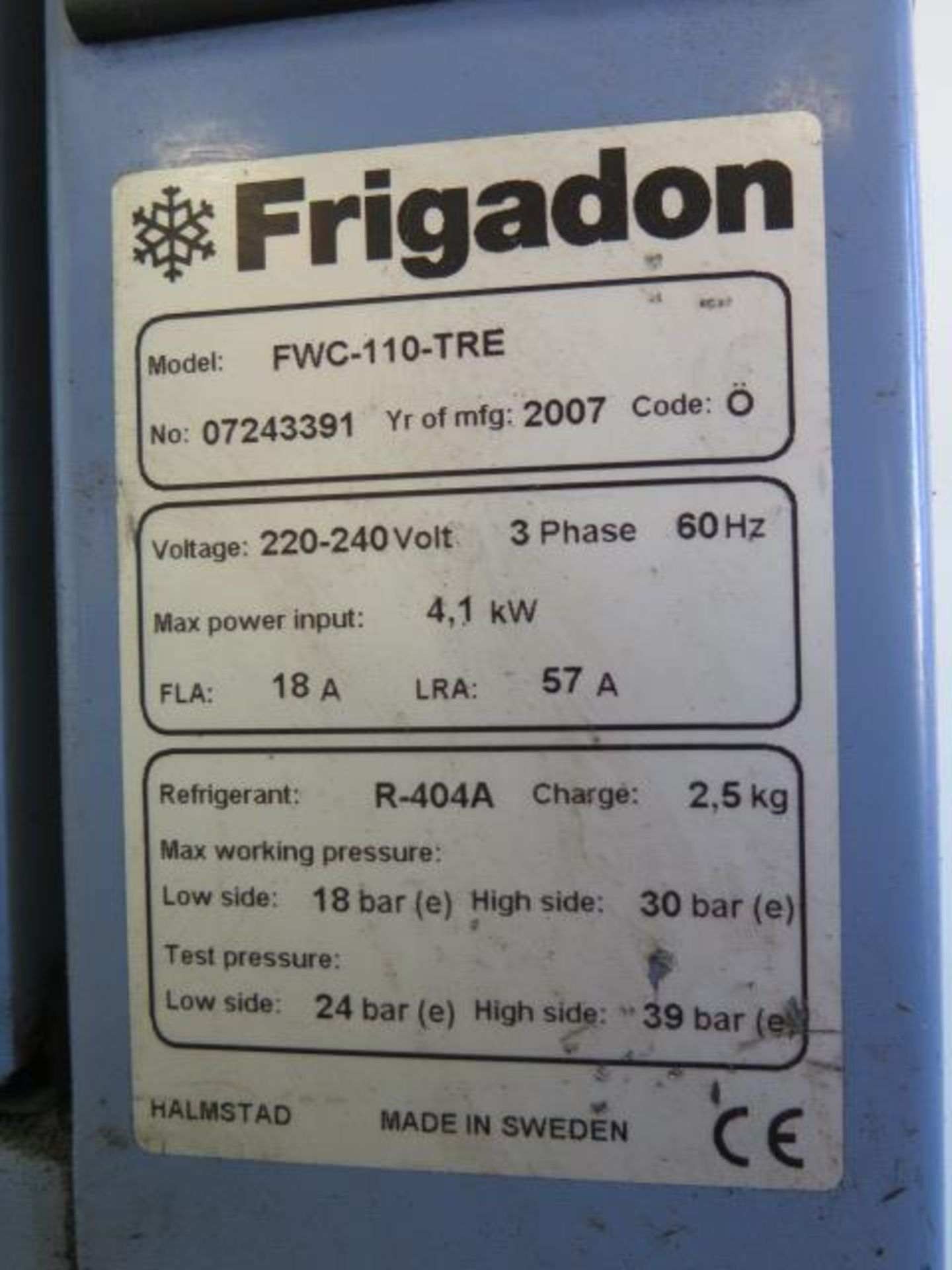 2007 Frigadon mdl. FWC-110-TRE Transor Coolant Filtration System s/n 07243391 w/ R-404A Refrigerant - Image 12 of 12