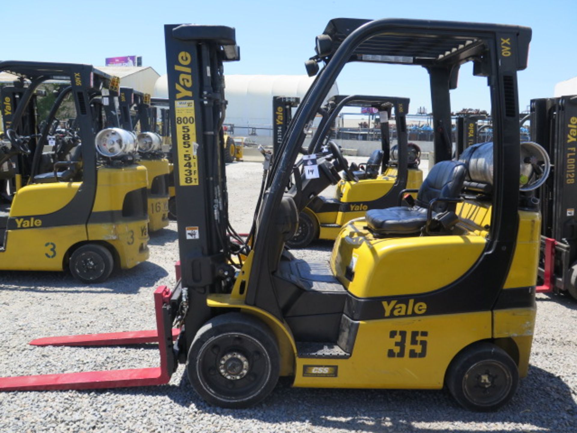 2013 Yale GLC050VXNVSE083 5000 Lb LPG Forklift s/n A910V20158K w/ 3-Stage, SS, 189” Lift, SOLD AS IS