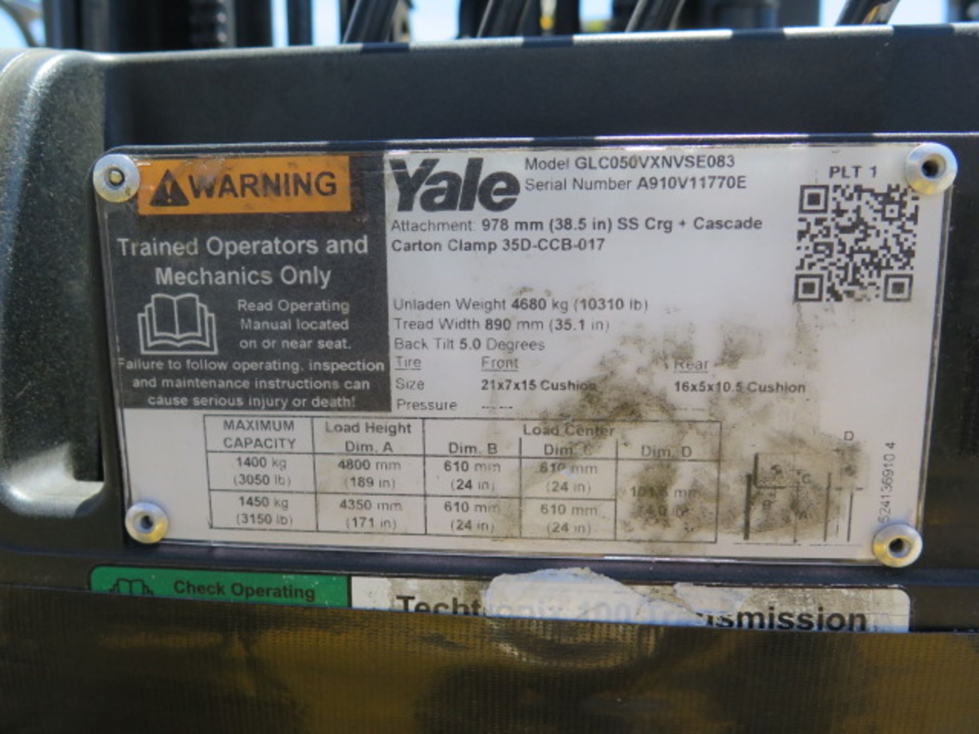 2009 Yale GLC050VXNVSE083 5000 Lb LPG Forklift s/n A910V11770E w/ 3-Stage, 189” Lift, SS, SOLD AS IS - Image 21 of 21