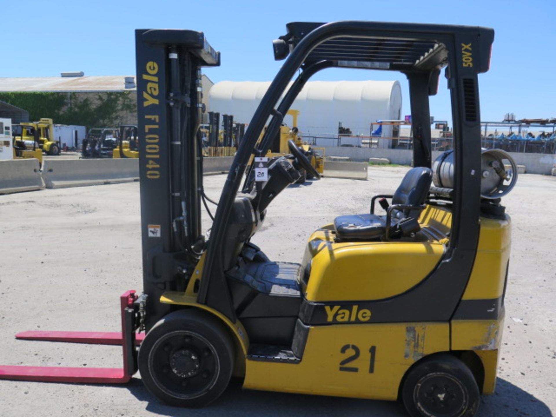 2012 Yale GLC050VXNVSE083 5000 Lb LPG Forklift s/n A910V17195J w/ 3-Stage, 189” Lift, SOLD AS IS