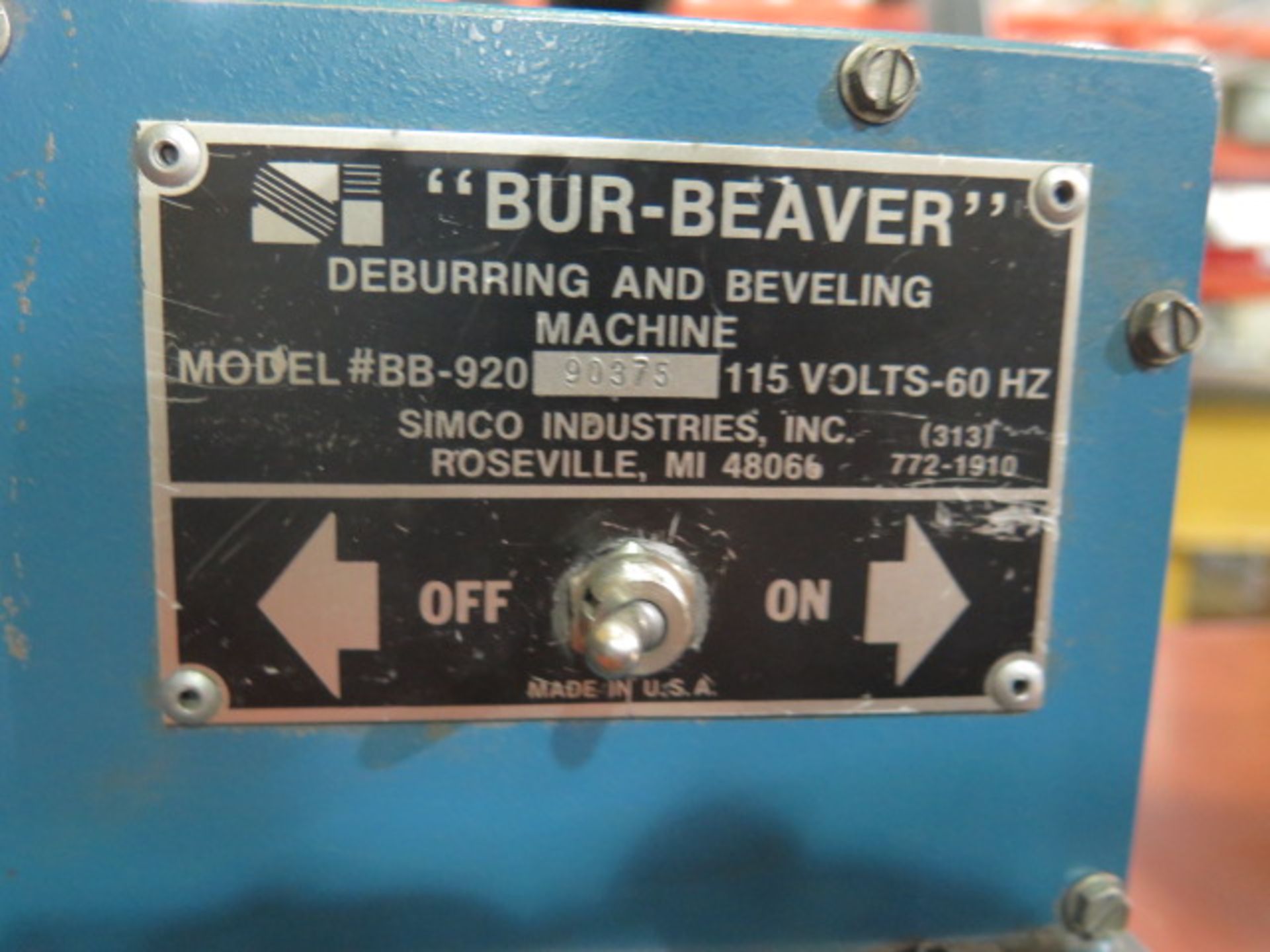 Simco BB-920 "Bur-Beaver" Deburring and Beveling Machine s/n 90375 (SOLD AS-IS - NO WARRANTY) - Image 6 of 6