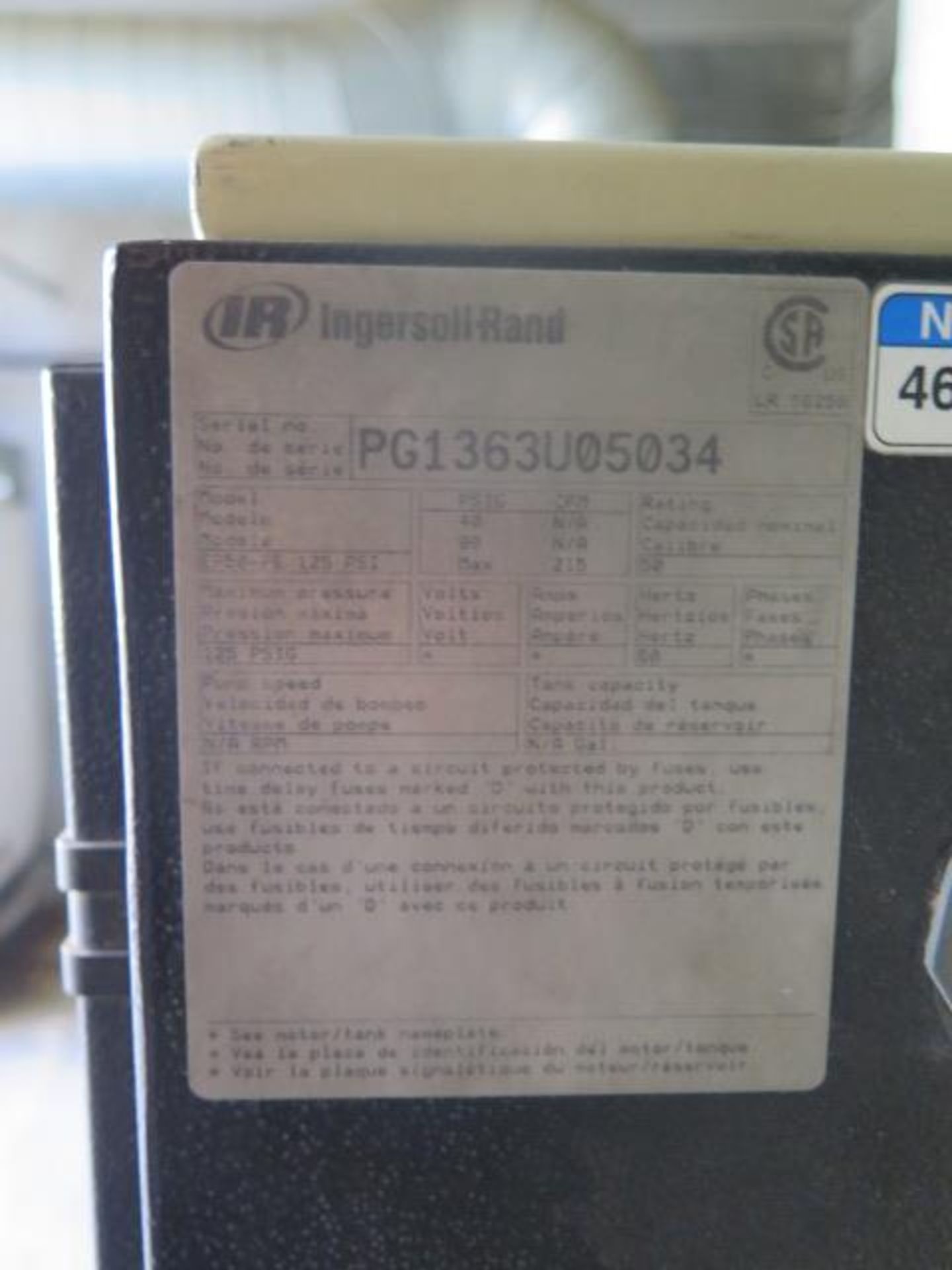 Ingersoll Rand EP50-PE125PSI 50Hp Rotary Air Comp s/n PG1363U05034 w/ Intellisys Controls,SOLD AS IS - Image 7 of 7