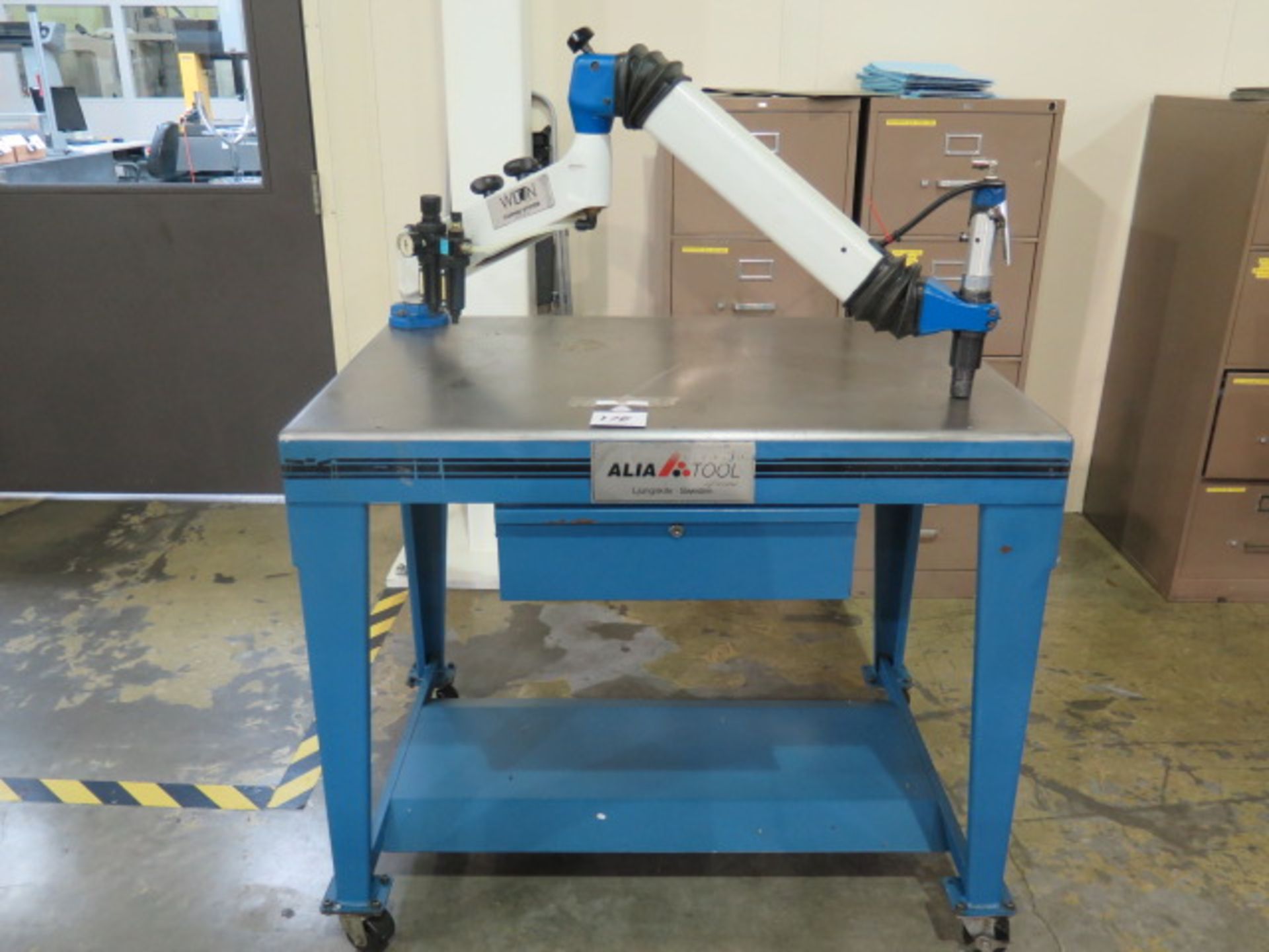 Wilton Pneumatic Tapping Arm w/ 30” x 43” Rolling Steel Table (SOLD AS-IS - NO WARRANTY)