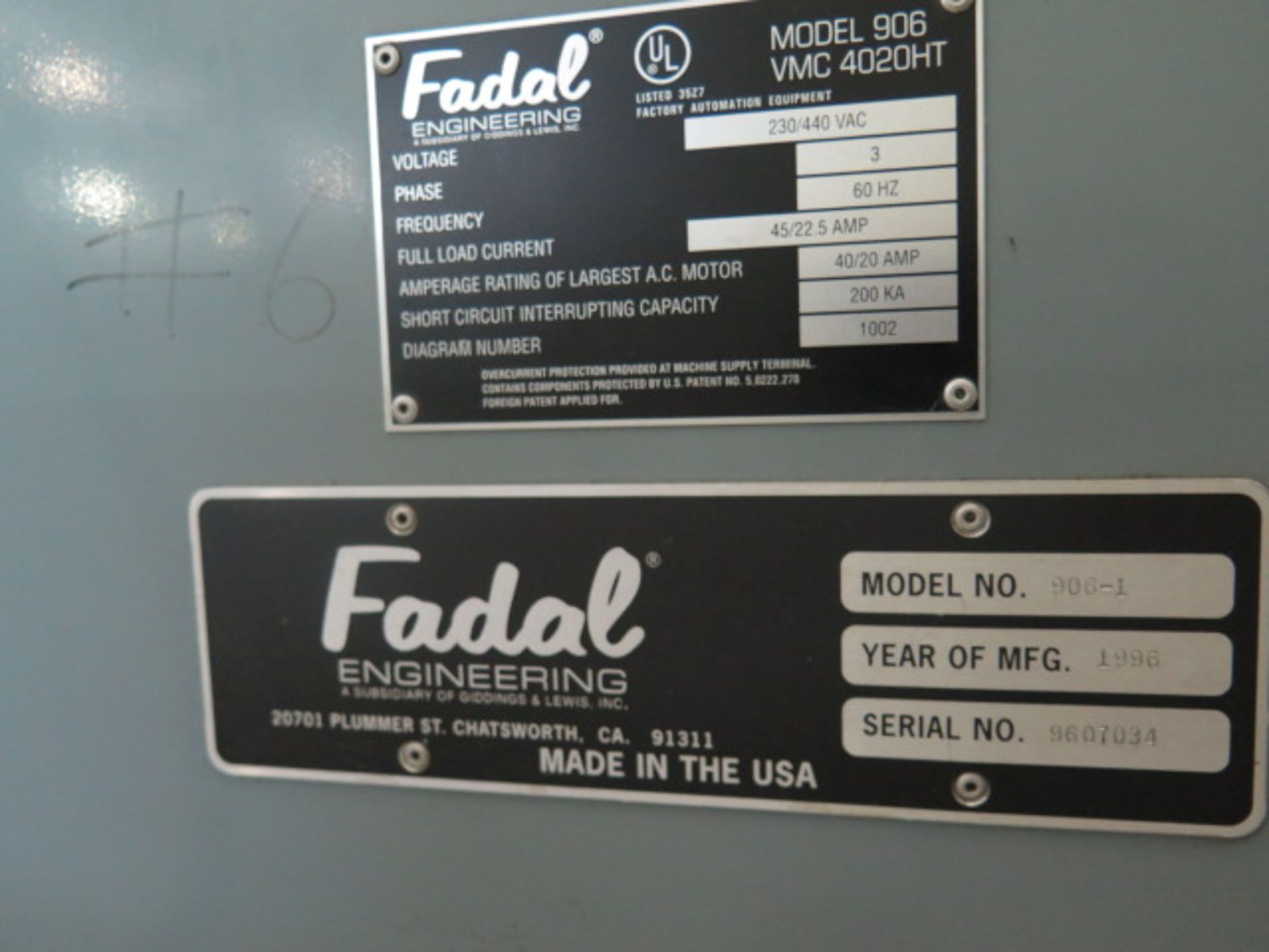 Fadal VMC4020HT 4-Axis CNC VMC s/n 9607034 w/ Fadal CNC88HS Controls, 21-ATC, SOLD AS IS - Image 13 of 13