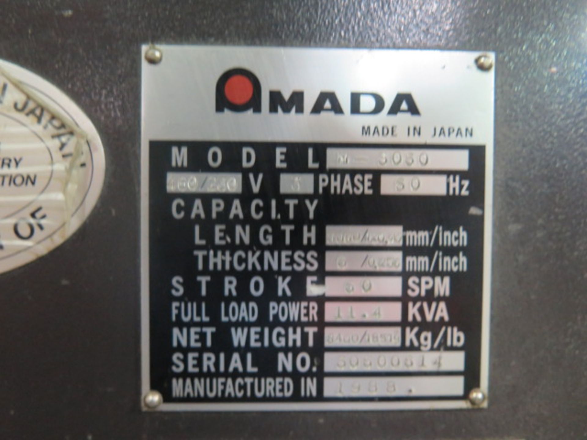 Amada M-3060 ¼” x 10’ CNC Power Shear s/n 30600614 w/ Amada PLC Controls & Back Gauging, SOLD AS IS - Image 14 of 14