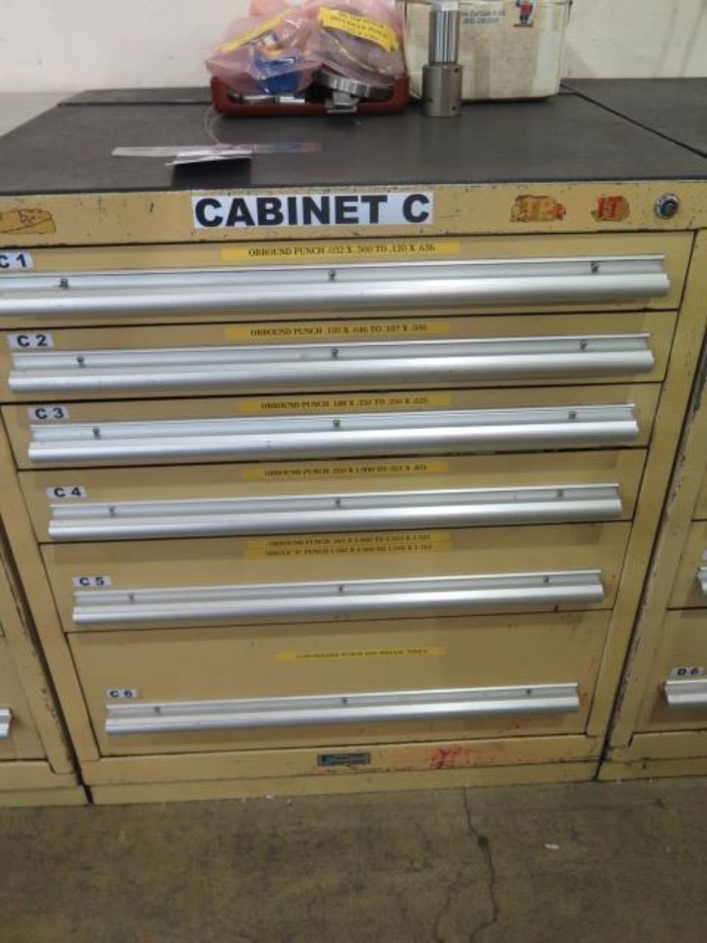 Punch Die Tooling w/ 6-Drawer Tooling Cabinet (SOLD AS-IS - NO WARRANTY)